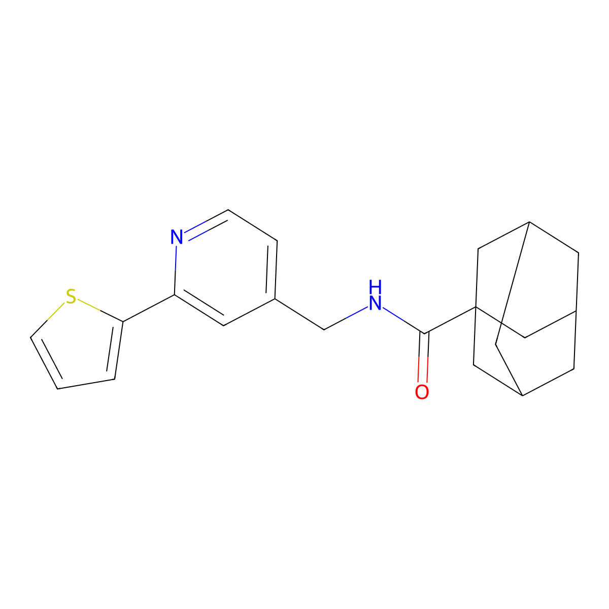 (3r,5r,7r)-N-((2-(thiophen-2-yl)pyridin-4-yl)methyl)adamantane-1-carboxamide molecular structure, CAS 1903739-70-7