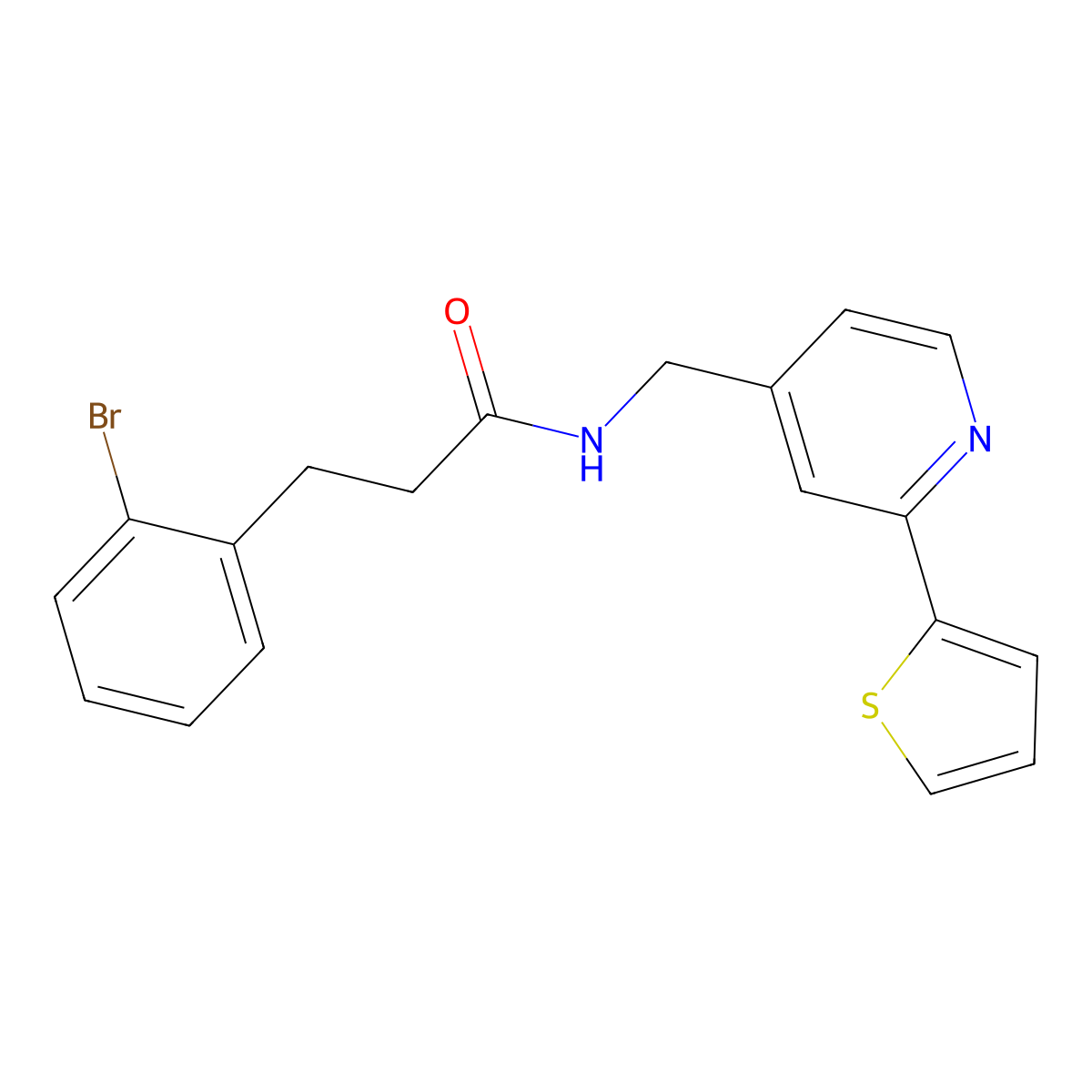 3-(2-bromophenyl)-N-((2-(thiophen-2-yl)pyridin-4-yl)methyl)propanamide molecular structure, CAS 1903739-99-0