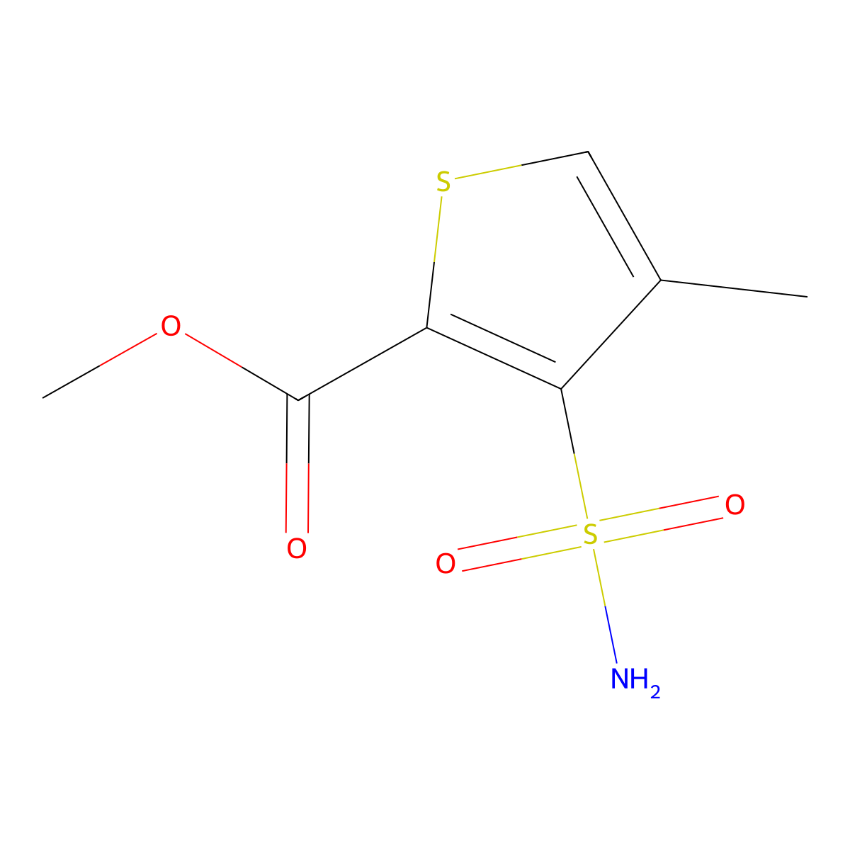 Methyl 4-methyl-3-sulfamoylthiophene-2-carboxylate molecular structure, CAS 190374-88-0