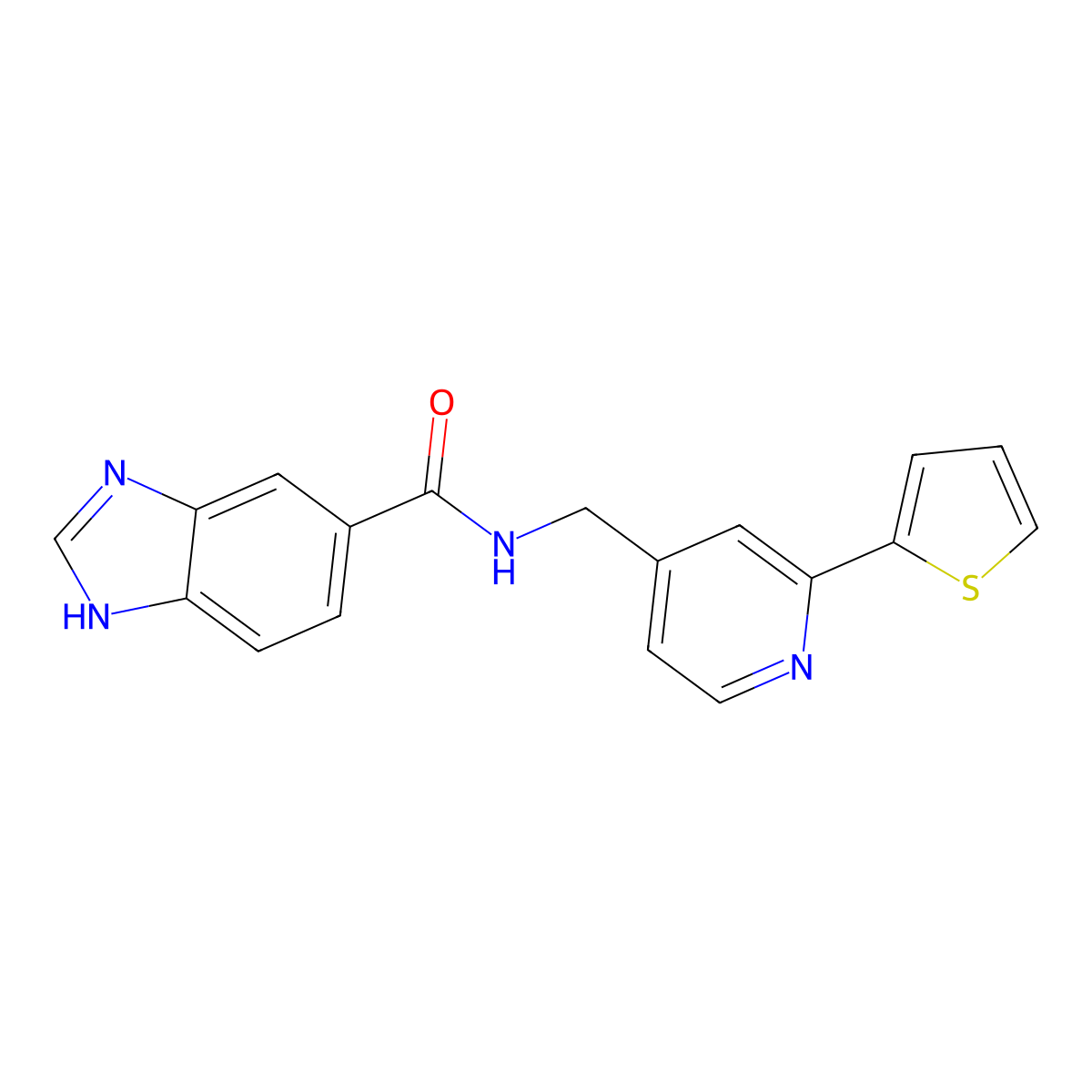 N-((2-(thiophen-2-yl)pyridin-4-yl)methyl)-1H-benzo[d]imidazole-5-carboxamide molecular structure, CAS 1903747-51-2
