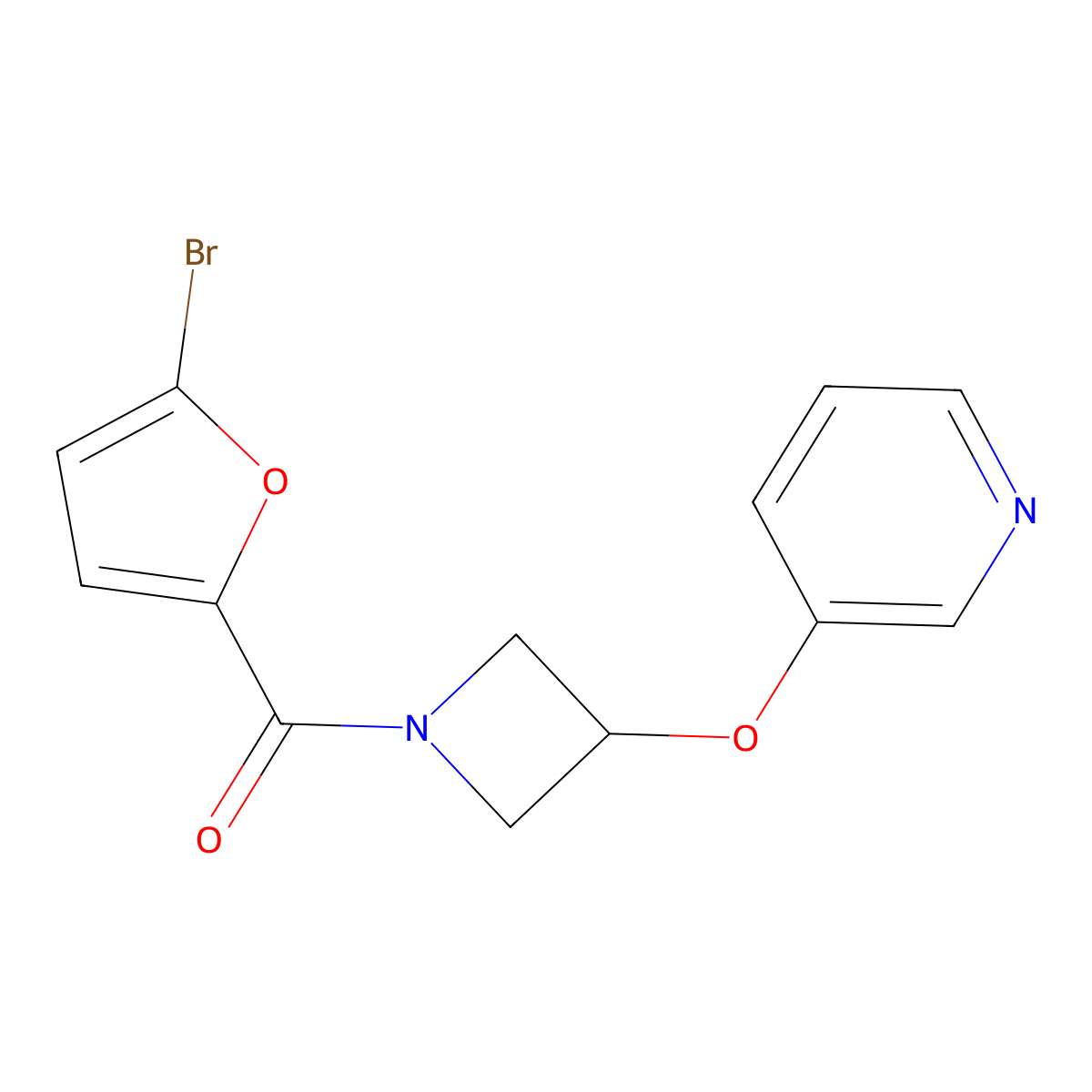 (5-Bromofuran-2-yl)(3-(pyridin-3-yloxy)azetidin-1-yl)methanone molecular structure, CAS 1903752-04-4