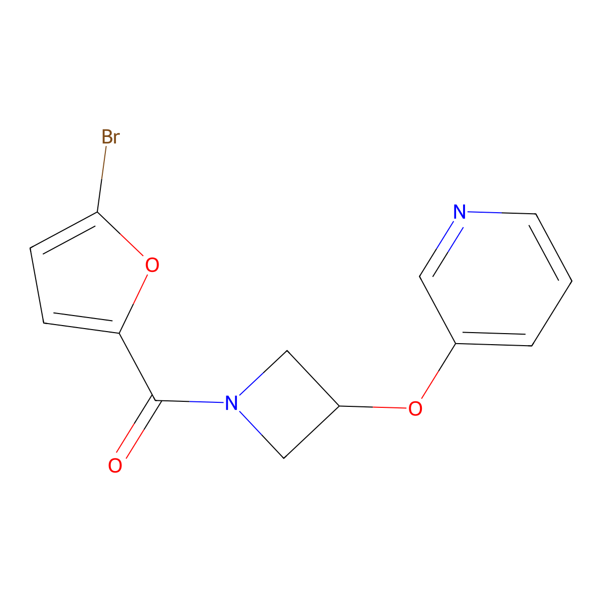 (5-Bromofuran-2-yl)(3-(pyridin-3-yloxy)azetidin-1-yl)methanone molecular structure, CAS 1903752-04-4