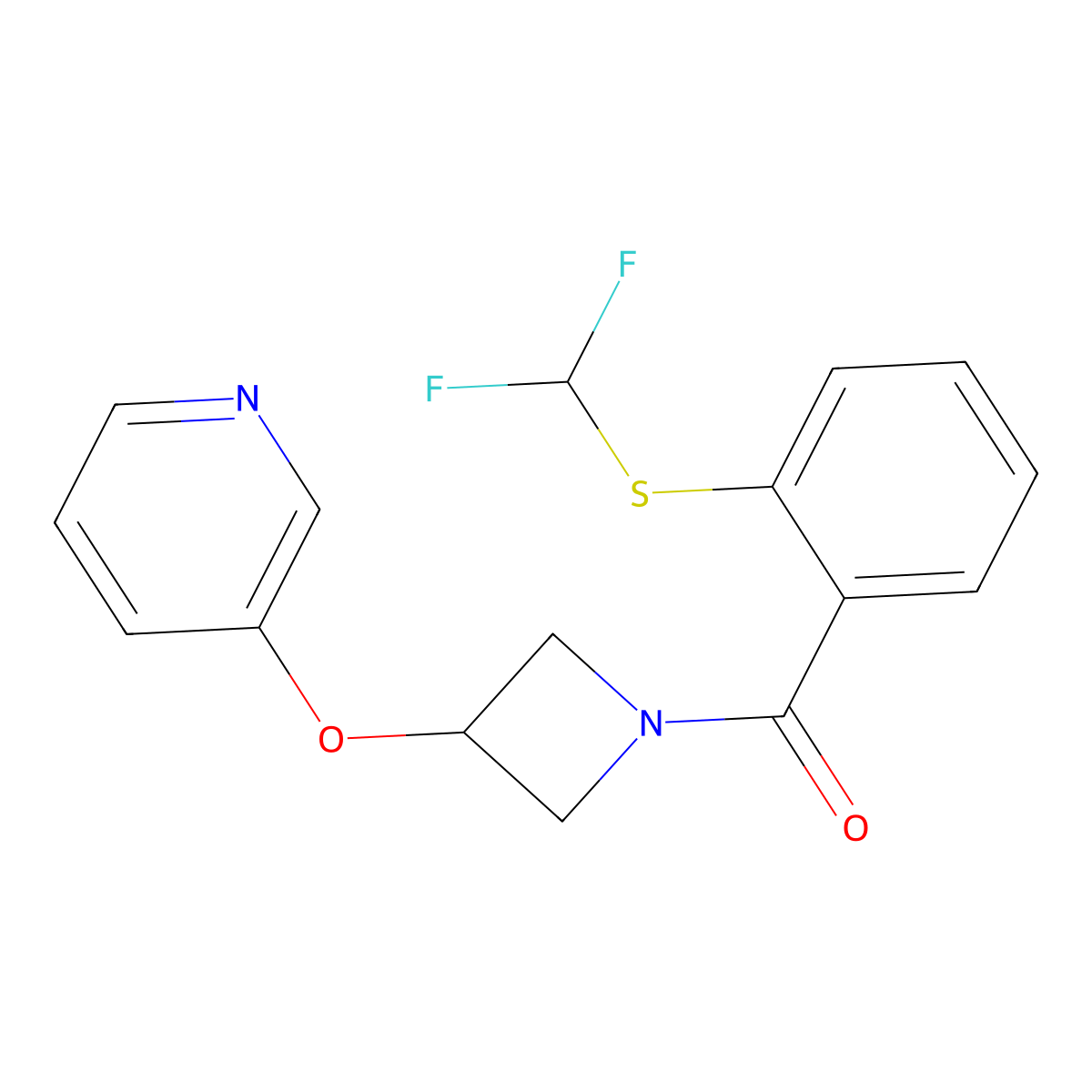 (2-((Difluoromethyl)thio)phenyl)(3-(pyridin-3-yloxy)azetidin-1-yl)methanone molecular structure, CAS 1903752-37-3