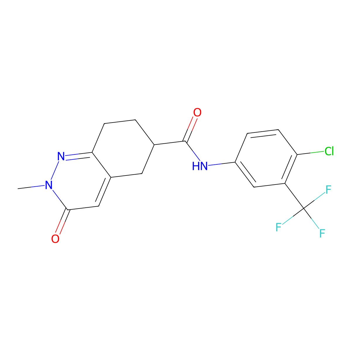N-(4-chloro-3-(trifluoromethyl)phenyl)-2-methyl-3-oxo-2,3,5,6,7,8-hexahydrocinnoline-6-carboxamide molecular structure, CAS 1903761-76-1