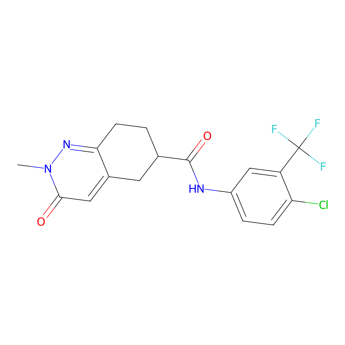 N-(4-chloro-3-(trifluoromethyl)phenyl)-2-methyl-3-oxo-2,3,5,6,7,8-hexahydrocinnoline-6-carboxamide molecular structure, CAS 1903761-76-1