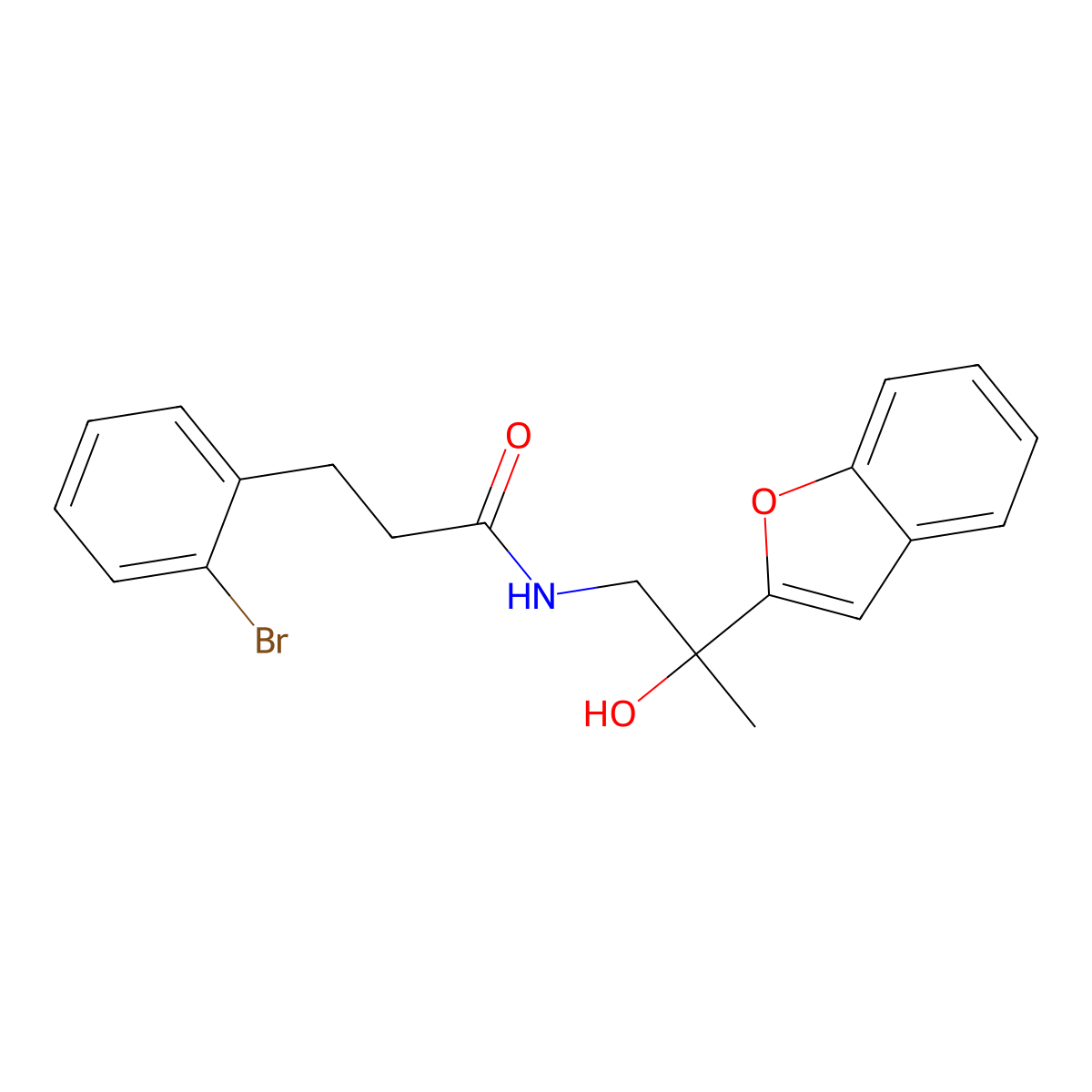 N-(2-(benzofuran-2-yl)-2-hydroxypropyl)-3-(2-bromophenyl)propanamide molecular structure, CAS 1903761-83-0