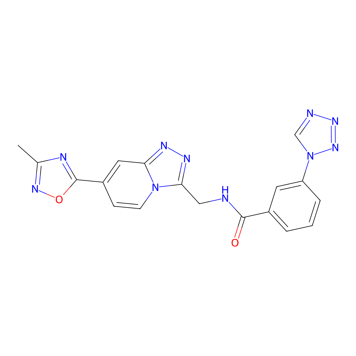 N-((7-(3-methyl-1,2,4-oxadiazol-5-yl)-[1,2,4]triazolo[4,3-a]pyridin-3-yl)methyl)-3-(1H-tetrazol-1-yl)benzamide molecular structure, CAS 1903761-99-8