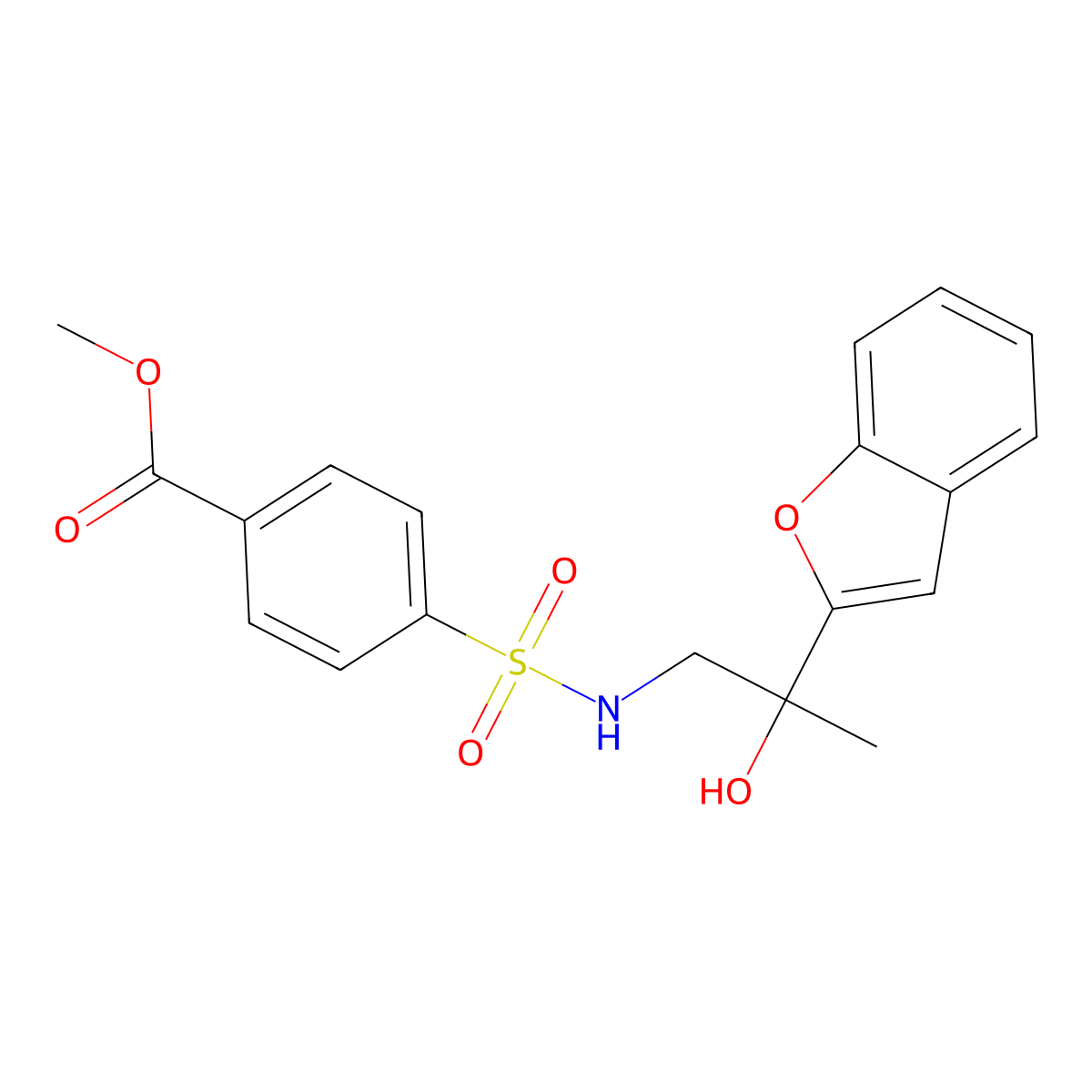methyl 4-(N-(2-(benzofuran-2-yl)-2-hydroxypropyl)sulfamoyl)benzoate molecular structure, CAS 1903762-63-9