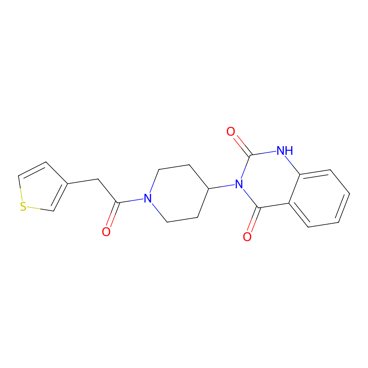 3-(1-(2-(thiophen-3-yl)acetyl)piperidin-4-yl)quinazoline-2,4(1H,3H)-dione molecular structure, CAS 1903764-43-1