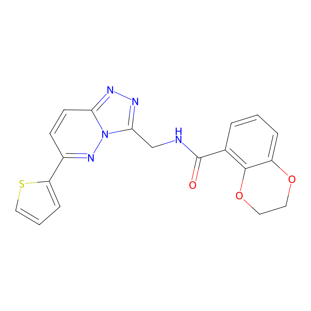 N-((6-(thiophen-2-yl)-[1,2,4]triazolo[4,3-b]pyridazin-3-yl)methyl)-2,3-dihydrobenzo[b][1,4]dioxine-5-carboxamide molecular structure, CAS 1903764-72-6
