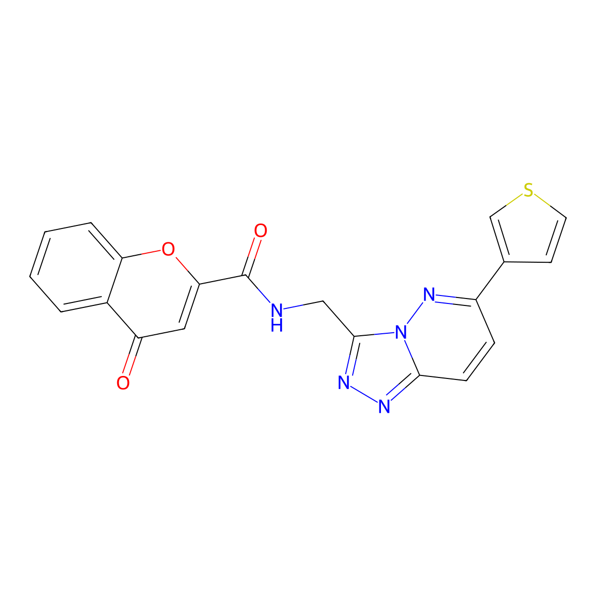4-oxo-N-((6-(thiophen-3-yl)-[1,2,4]triazolo[4,3-b]pyridazin-3-yl)methyl)-4H-chromene-2-carboxamide molecular structure, CAS 1903765-06-9