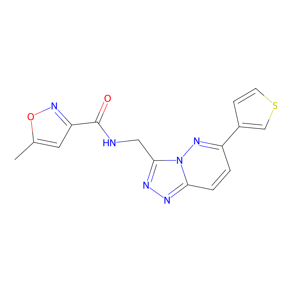 5-methyl-N-((6-(thiophen-3-yl)-[1,2,4]triazolo[4,3-b]pyridazin-3-yl)methyl)isoxazole-3-carboxamide molecular structure, CAS 1903765-15-0