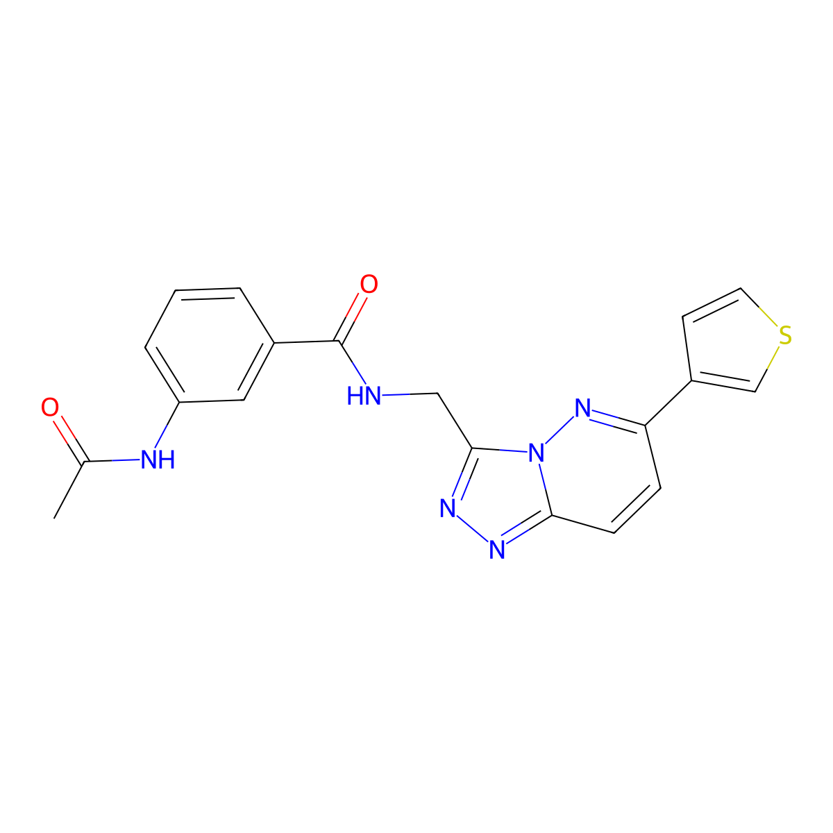 3-acetamido-N-((6-(thiophen-3-yl)-[1,2,4]triazolo[4,3-b]pyridazin-3-yl)methyl)benzamide molecular structure, CAS 1903765-41-2