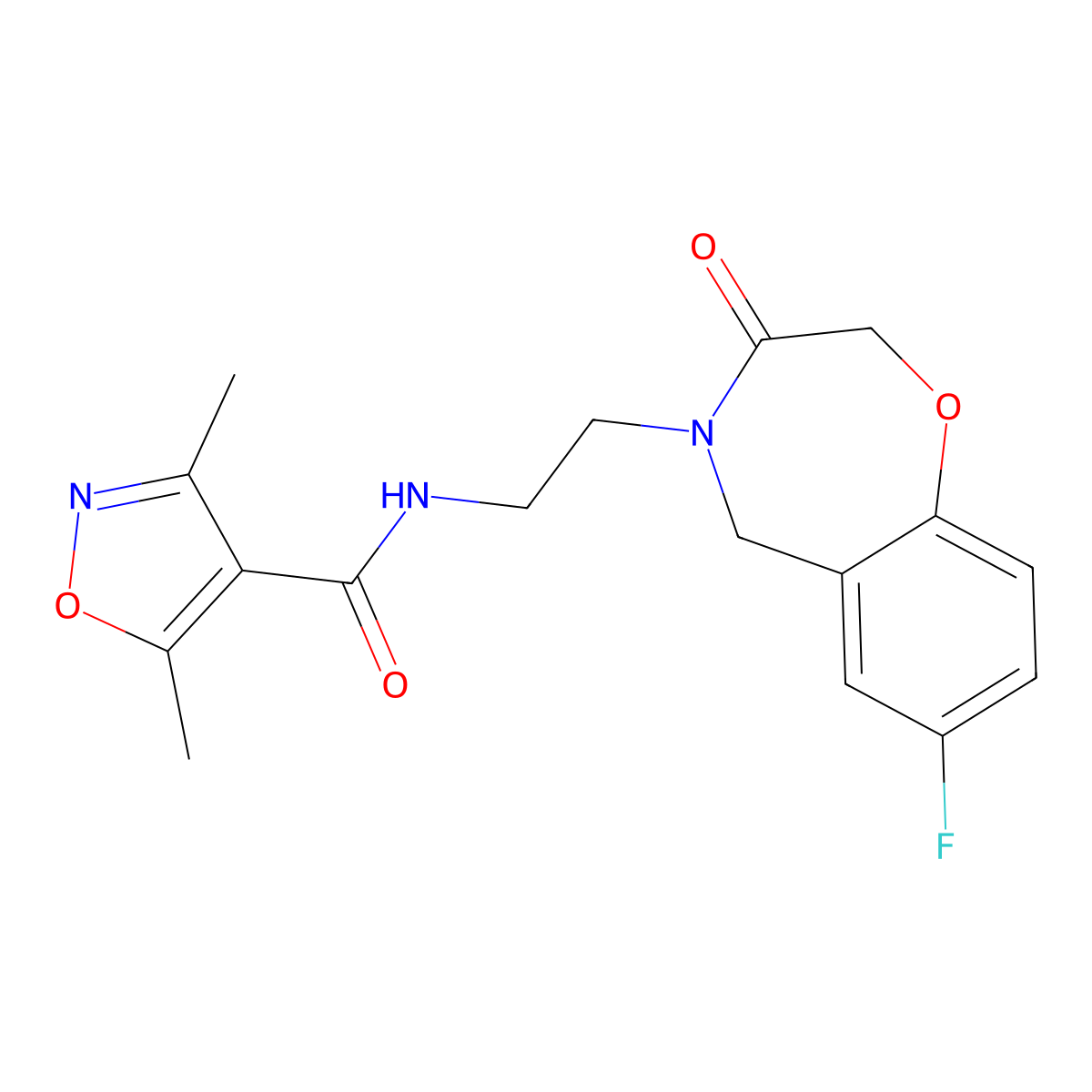 N-(2-(7-fluoro-3-oxo-2,3-dihydrobenzo[f][1,4]oxazepin-4(5H)-yl)ethyl)-3,5-dimethylisoxazole-4-carboxamide molecular structure, CAS 1903770-31-9