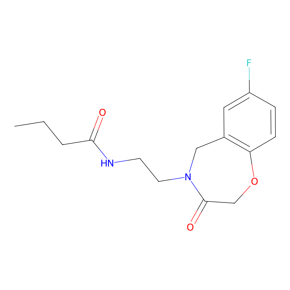 N-(2-(7-fluoro-3-oxo-2,3-dihydrobenzo[f][1,4]oxazepin-4(5H)-yl)ethyl)butyramide molecular structure, CAS 1903770-40-0