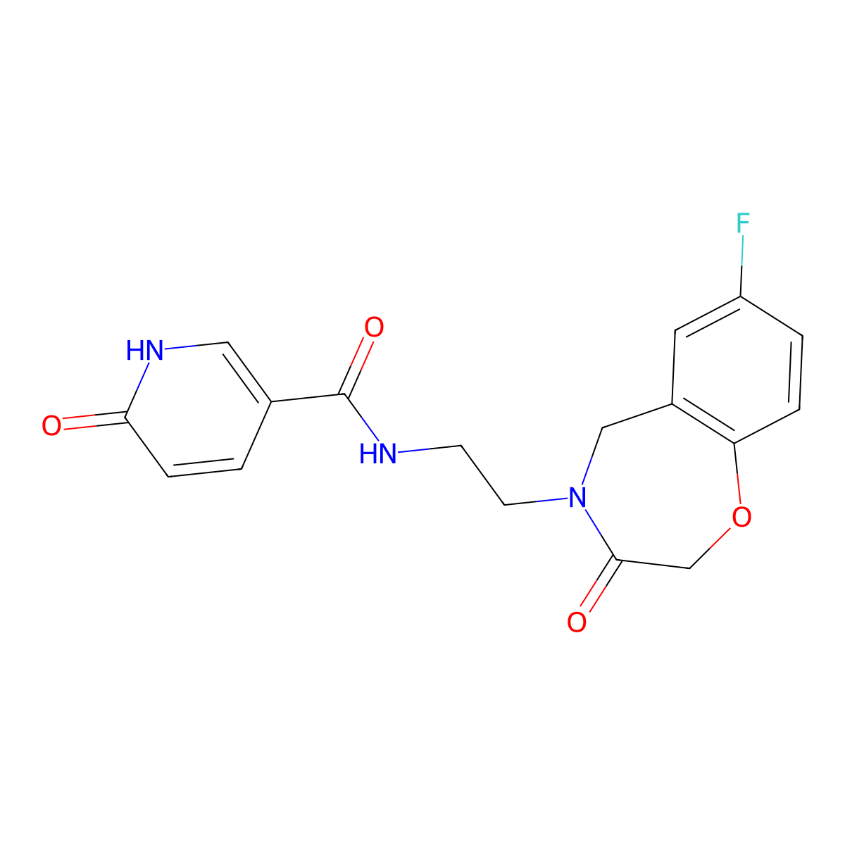 N-(2-(7-fluoro-3-oxo-2,3-dihydrobenzo[f][1,4]oxazepin-4(5H)-yl)ethyl)-6-oxo-1,6-dihydropyridine-3-carboxamide molecular structure, CAS 1903770-48-8