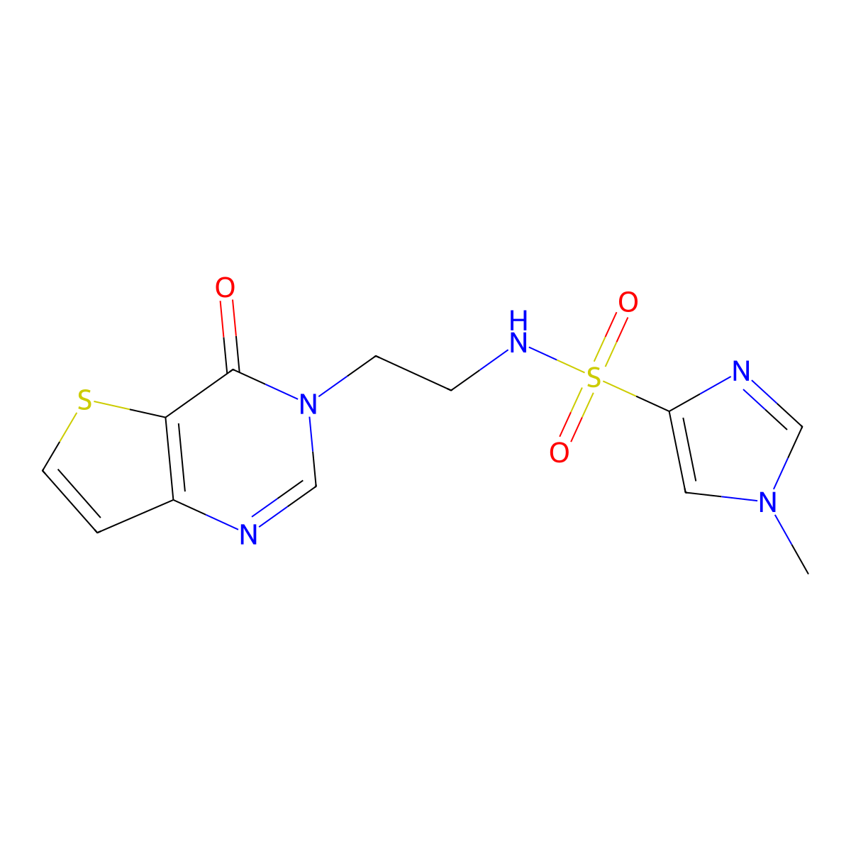 1-methyl-N-(2-(4-oxothieno[3,2-d]pyrimidin-3(4H)-yl)ethyl)-1H-imidazole-4-sulfonamide molecular structure, CAS 1903771-07-2