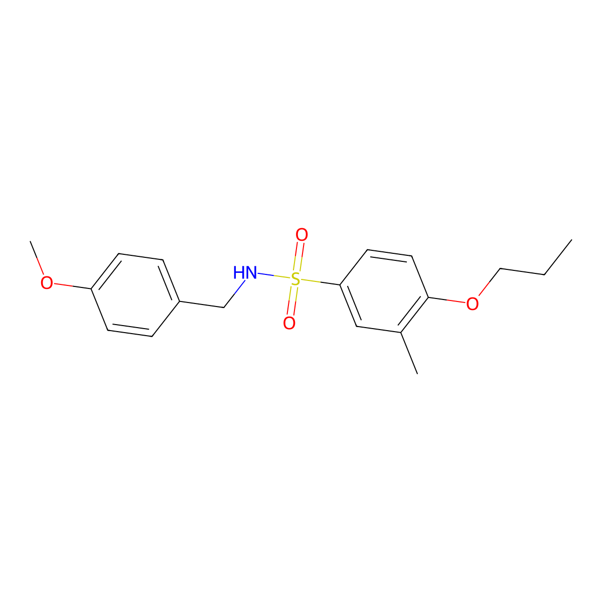 N-[(4-methoxyphenyl)methyl]-3-methyl-4-propoxybenzene-1-sulfonamide molecular structure, CAS 1903771-46-9