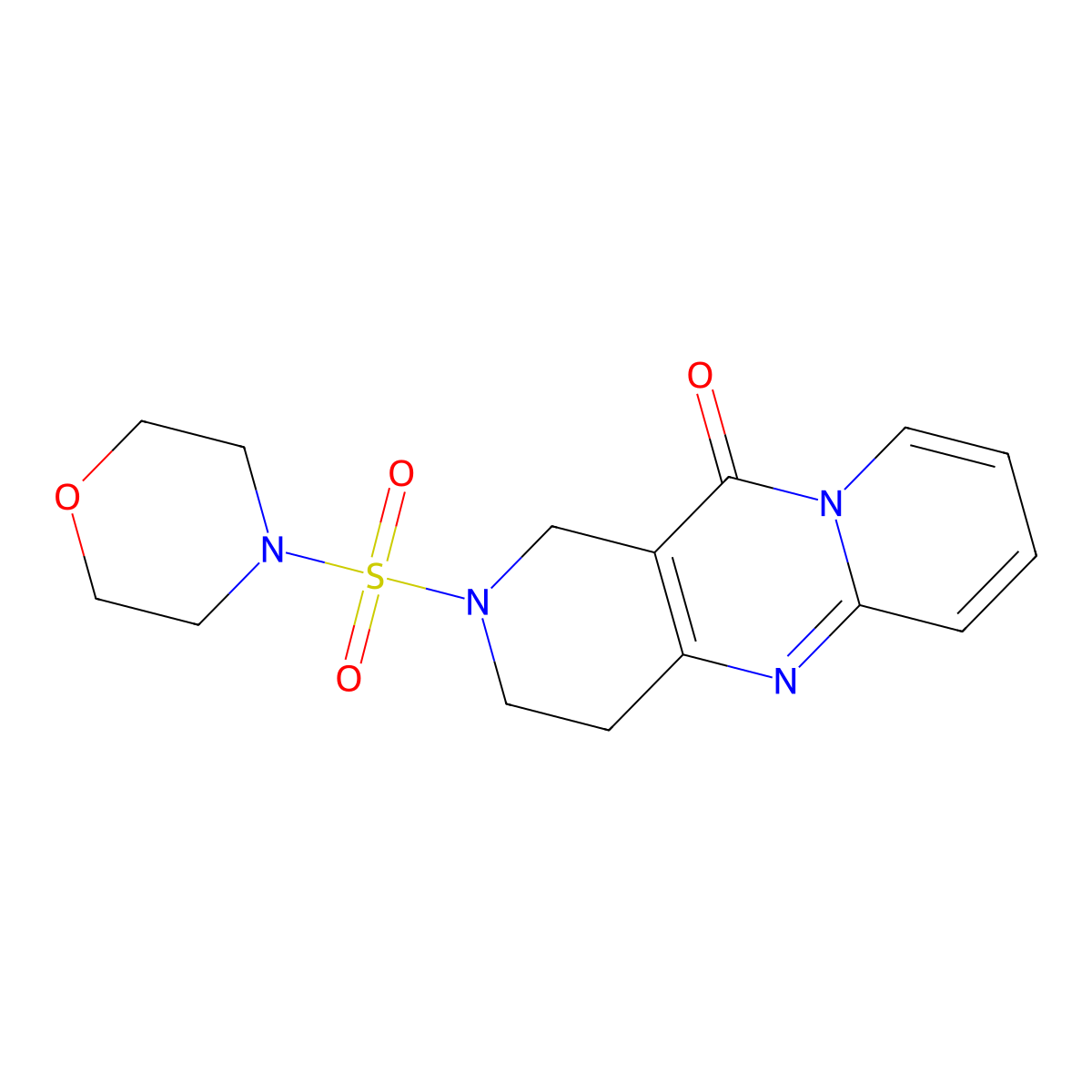 2-(morpholinosulfonyl)-3,4-dihydro-1H-dipyrido[1,2-a:4',3'-d]pyrimidin-11(2H)-one molecular structure, CAS 1903771-91-4