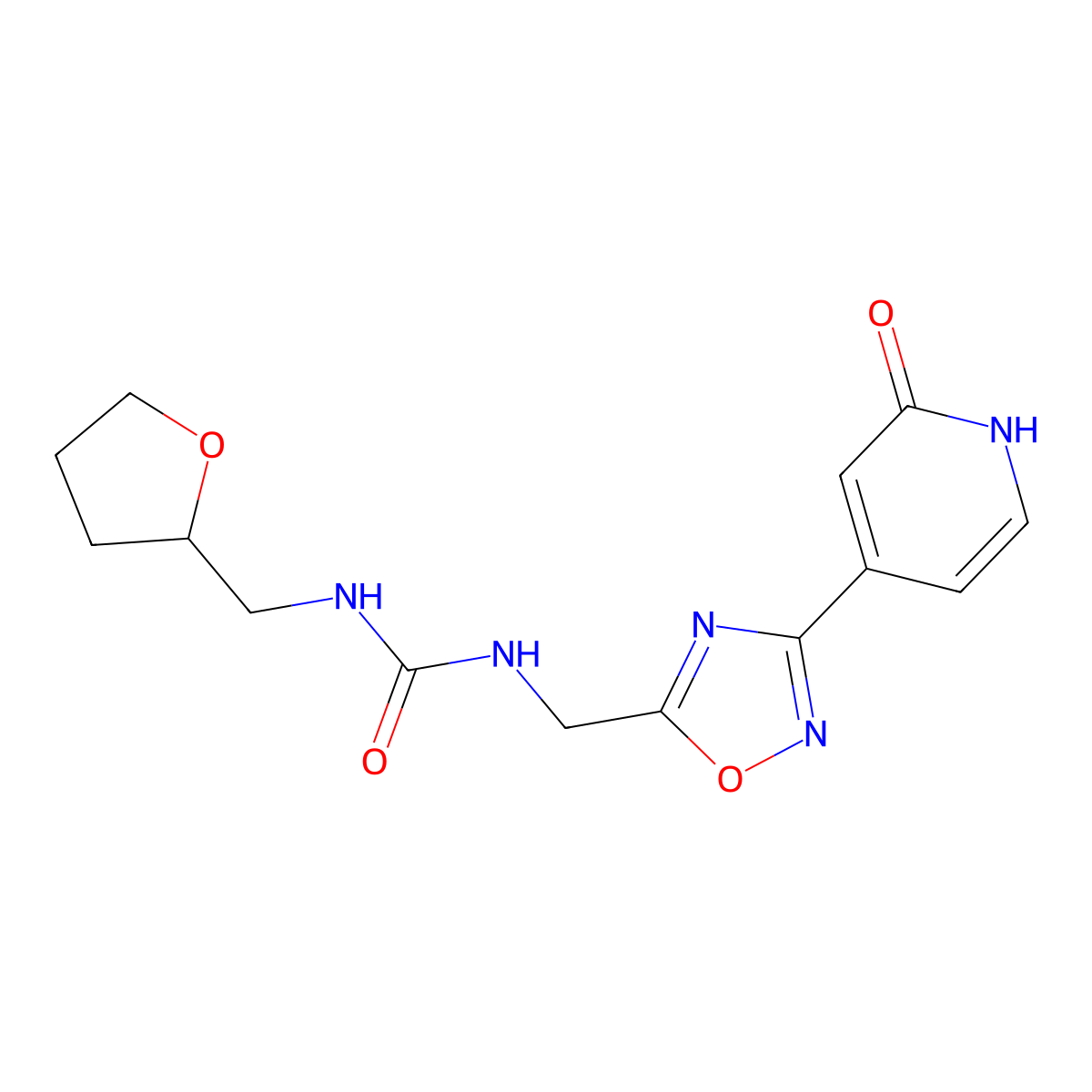 1-((3-(2-Oxo-1,2-dihydropyridin-4-yl)-1,2,4-oxadiazol-5-yl)methyl)-3-((tetrahydrofuran-2-yl)methyl)urea molecular structure, CAS 1903777-79-6