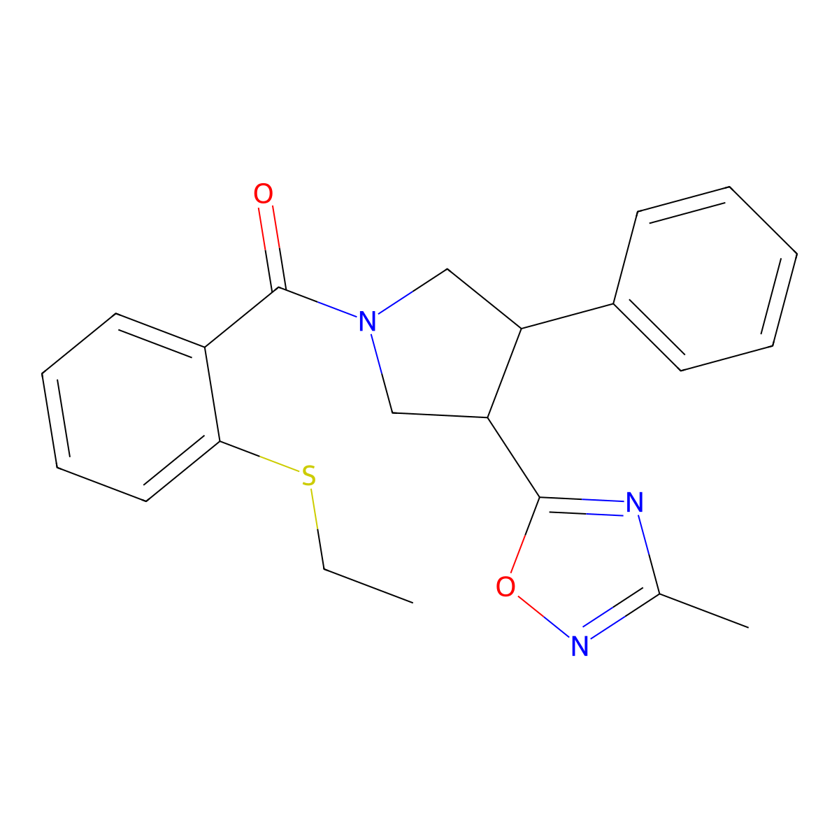 (2-(Ethylthio)phenyl)(3-(3-methyl-1,2,4-oxadiazol-5-yl)-4-phenylpyrrolidin-1-yl)methanone molecular structure, CAS 1903780-74-4