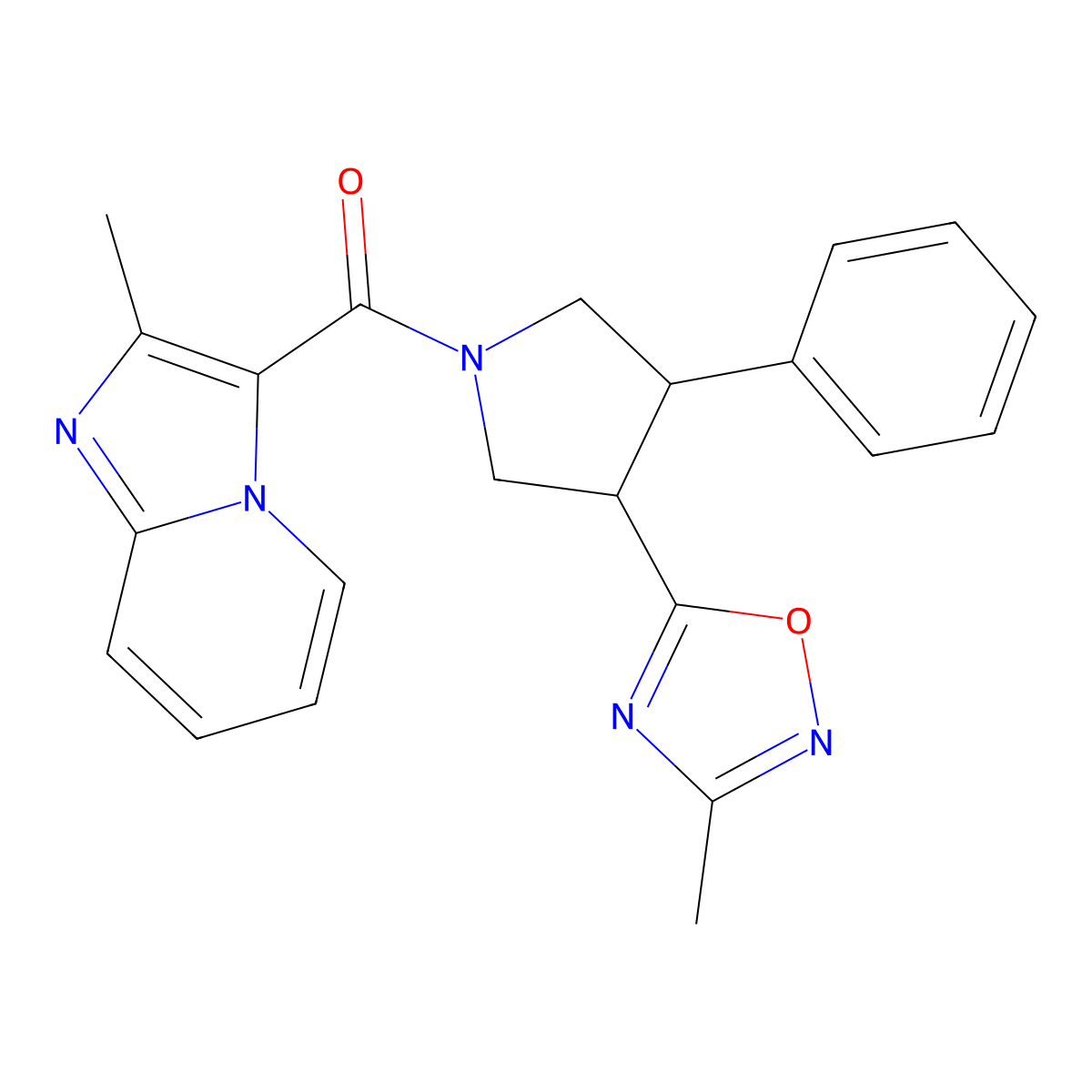(3-(3-Methyl-1,2,4-oxadiazol-5-yl)-4-phenylpyrrolidin-1-yl)(2-methylimidazo[1,2-a]pyridin-3-yl)methanone molecular structure, CAS 1903780-76-6