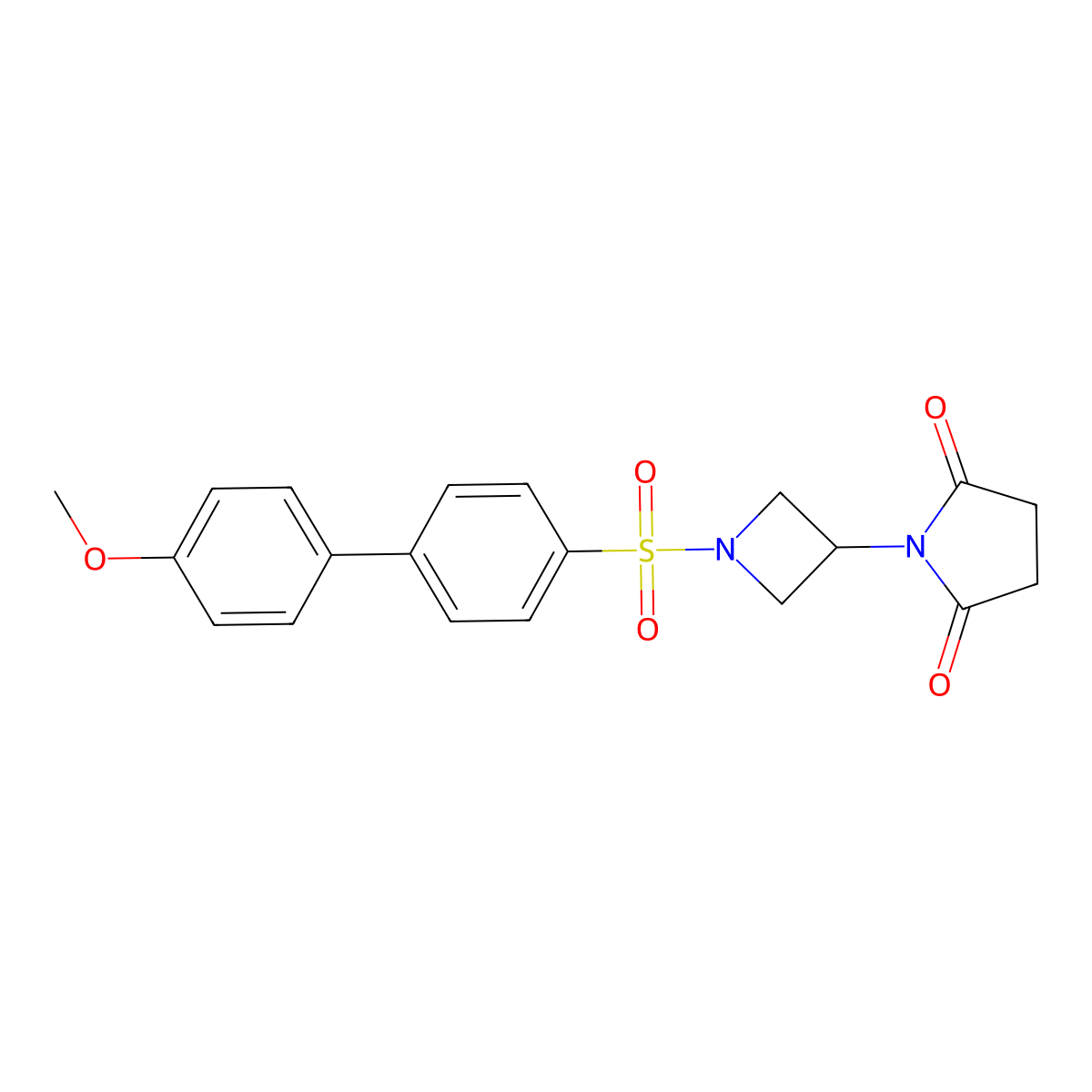 1-[1-({4'-Methoxy-[1,1'-biphenyl]-4-yl}sulfonyl)azetidin-3-yl]pyrrolidine-2,5-dione molecular structure, CAS 1903781-62-3