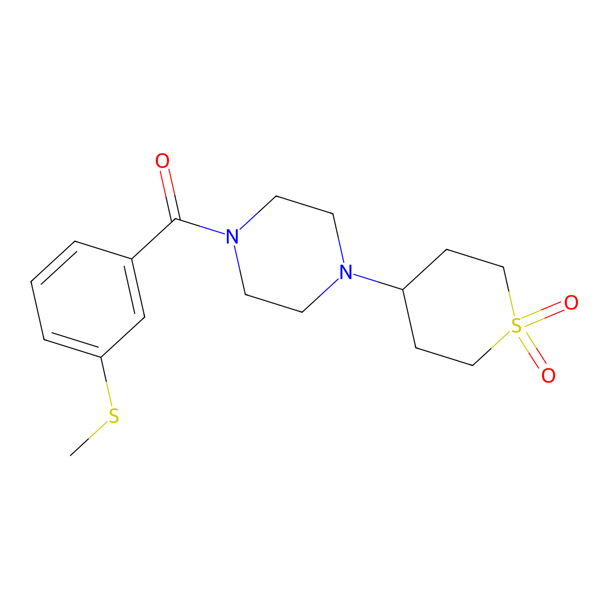(4-(1,1-dioxidotetrahydro-2H-thiopyran-4-yl)piperazin-1-yl)(3-(methylthio)phenyl)methanone molecular structure, CAS 1903781-78-1