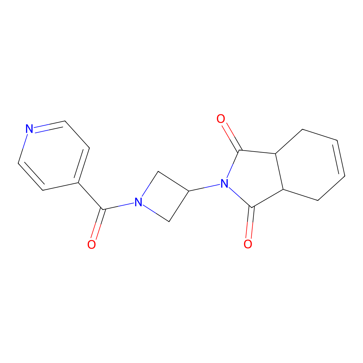 2-(1-isonicotinoylazetidin-3-yl)-3a,4,7,7a-tetrahydro-1H-isoindole-1,3(2H)-dione molecular structure, CAS 1903781-86-1