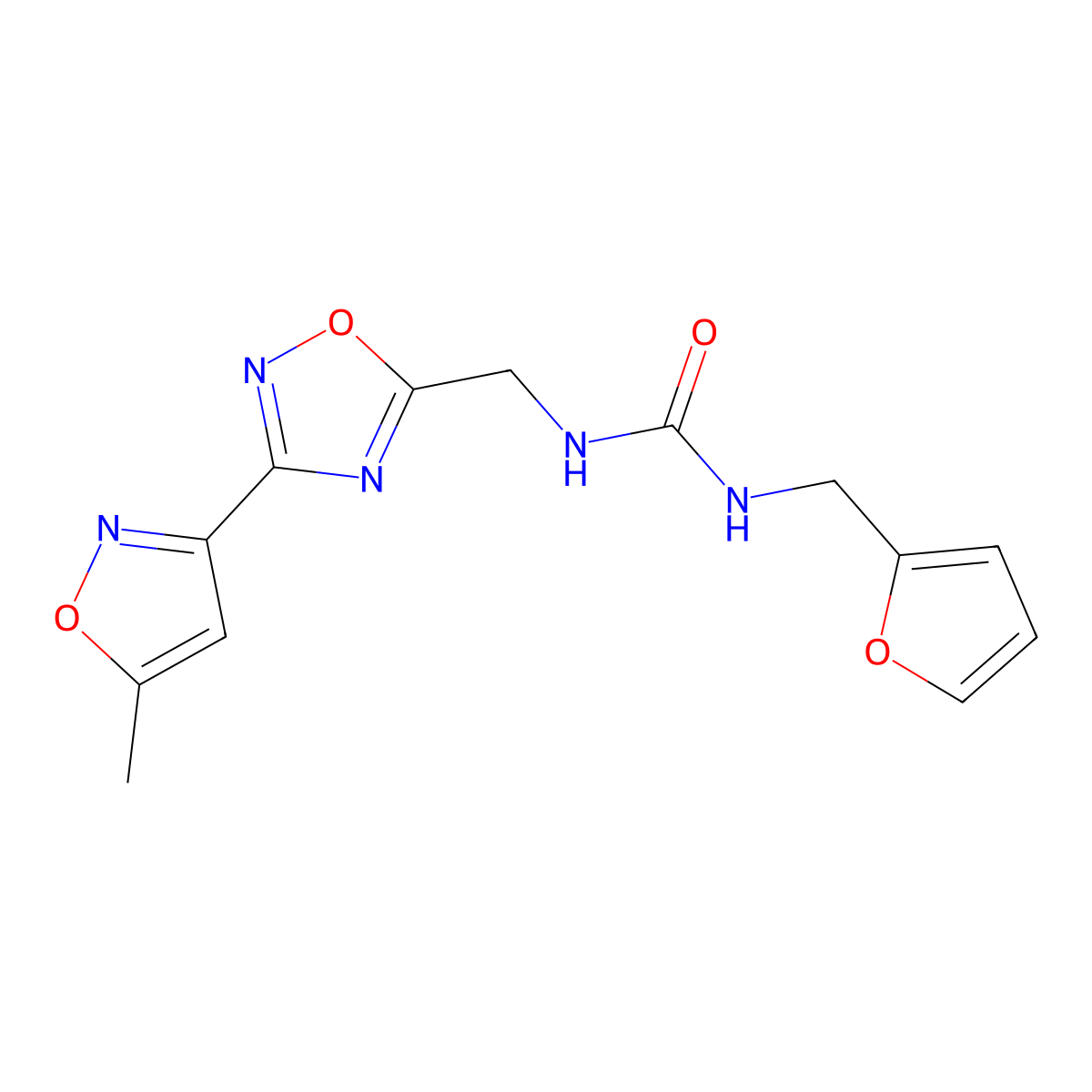 1-(Furan-2-ylmethyl)-3-((3-(5-methylisoxazol-3-yl)-1,2,4-oxadiazol-5-yl)methyl)urea molecular structure, CAS 1903784-45-1