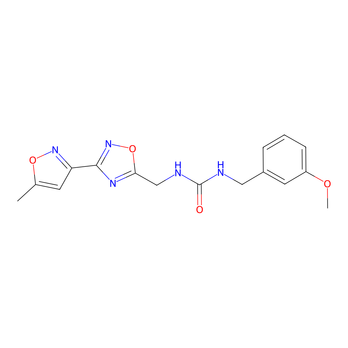 1-(3-Methoxybenzyl)-3-((3-(5-methylisoxazol-3-yl)-1,2,4-oxadiazol-5-yl)methyl)urea molecular structure, CAS 1903784-51-9