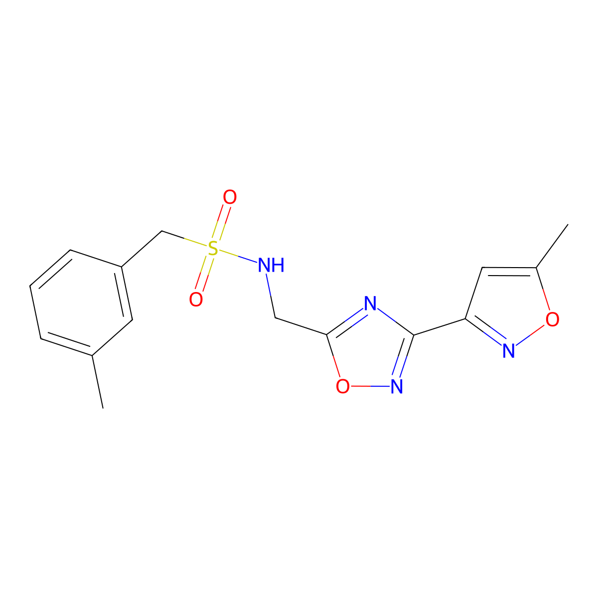 N-((3-(5-methylisoxazol-3-yl)-1,2,4-oxadiazol-5-yl)methyl)-1-(m-tolyl)methanesulfonamide molecular structure, CAS 1903784-68-8