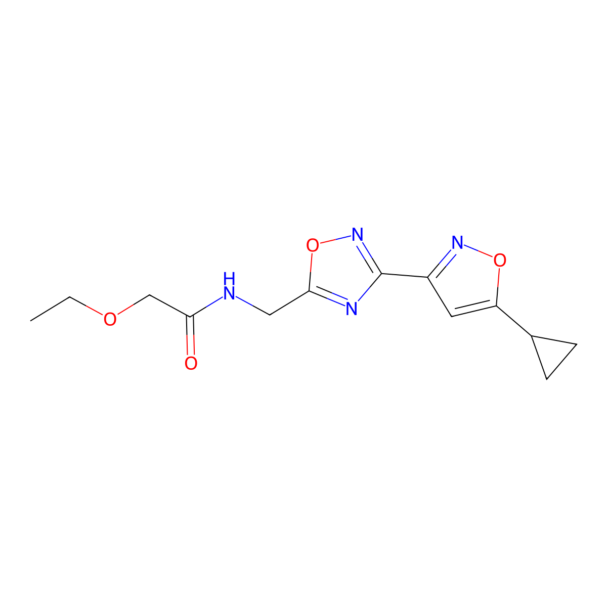 N-((3-(5-cyclopropylisoxazol-3-yl)-1,2,4-oxadiazol-5-yl)methyl)-2-ethoxyacetamide molecular structure, CAS 1903784-86-0