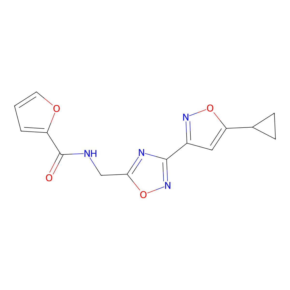 N-((3-(5-cyclopropylisoxazol-3-yl)-1,2,4-oxadiazol-5-yl)methyl)furan-2-carboxamide molecular structure, CAS 1903784-88-2