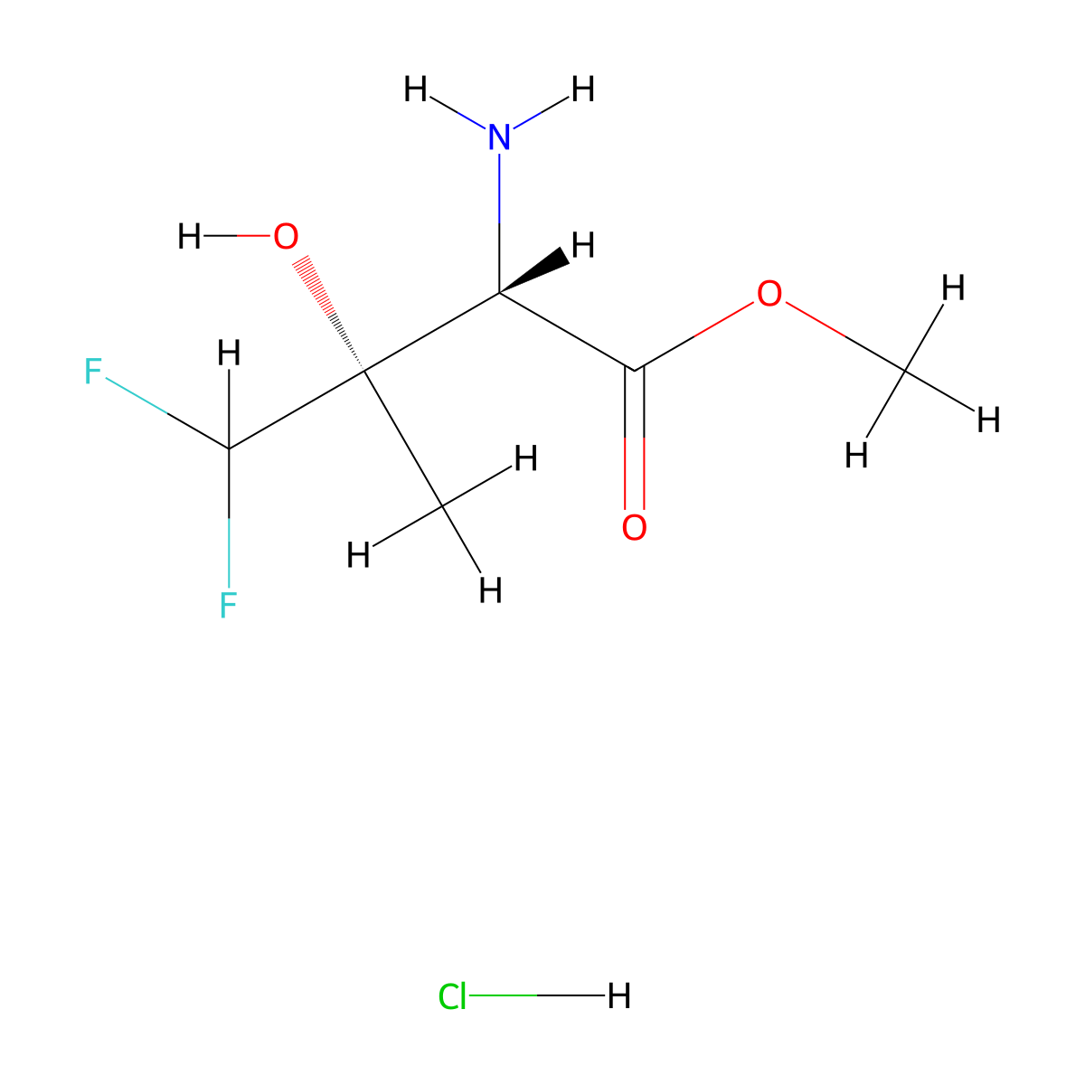 cis-Methyl 2-amino-4,4-difluoro-3-hydroxy-3-methylbutanoate hydrochloride molecular structure, CAS 1903787-82-5