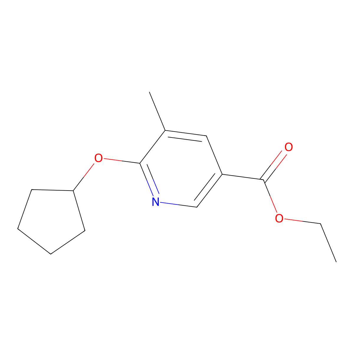 Ethyl 6-(cyclopentyloxy)-5-methyl-3-pyridinecarboxylate molecular structure, CAS 1903790-67-9