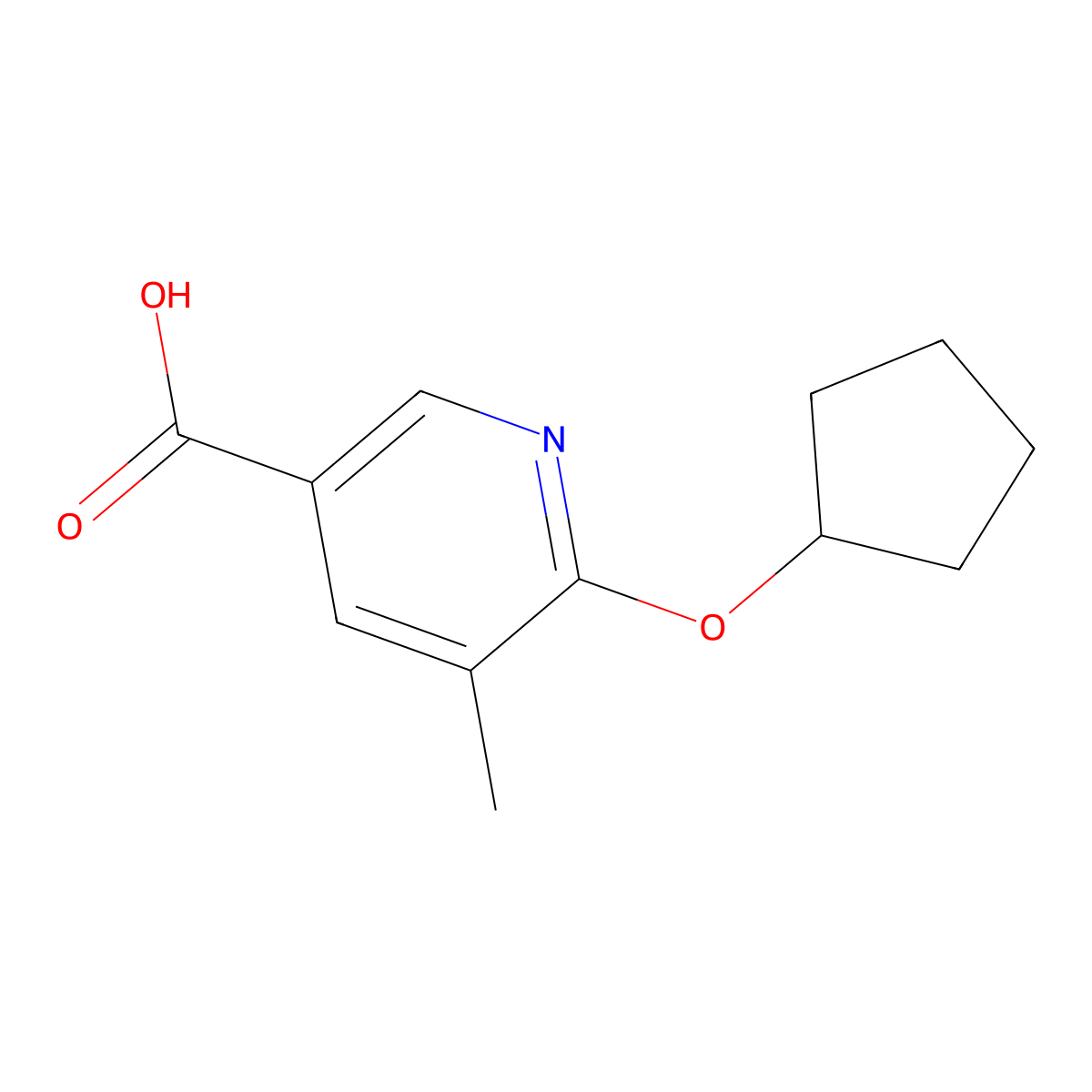 6-(Cyclopentyloxy)-5-methyl-3-pyridinecarboxylic acid molecular structure, CAS 1903790-89-5