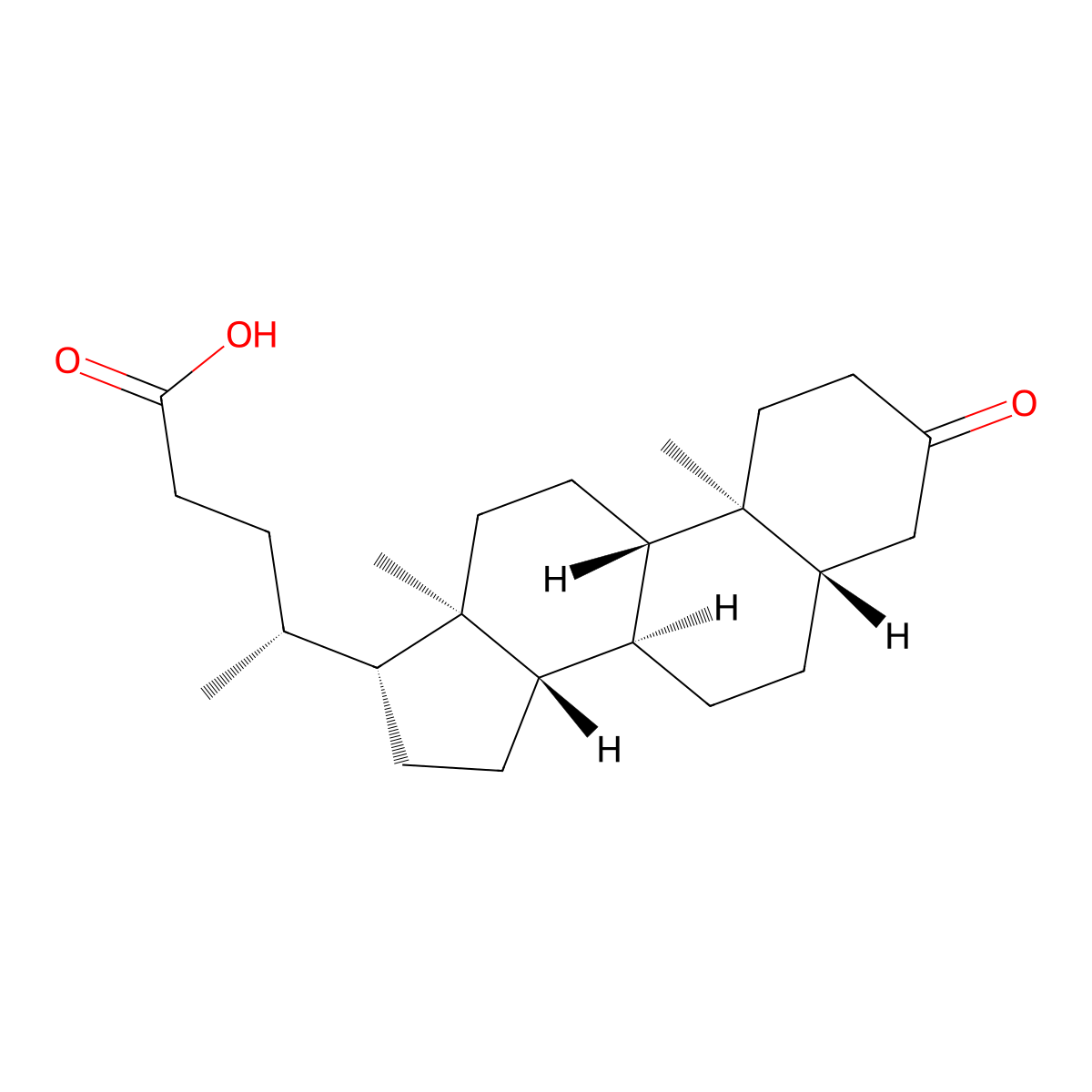 3-Oxo-5alpha-cholan-24-oic Acid molecular structure, CAS 19038-19-8