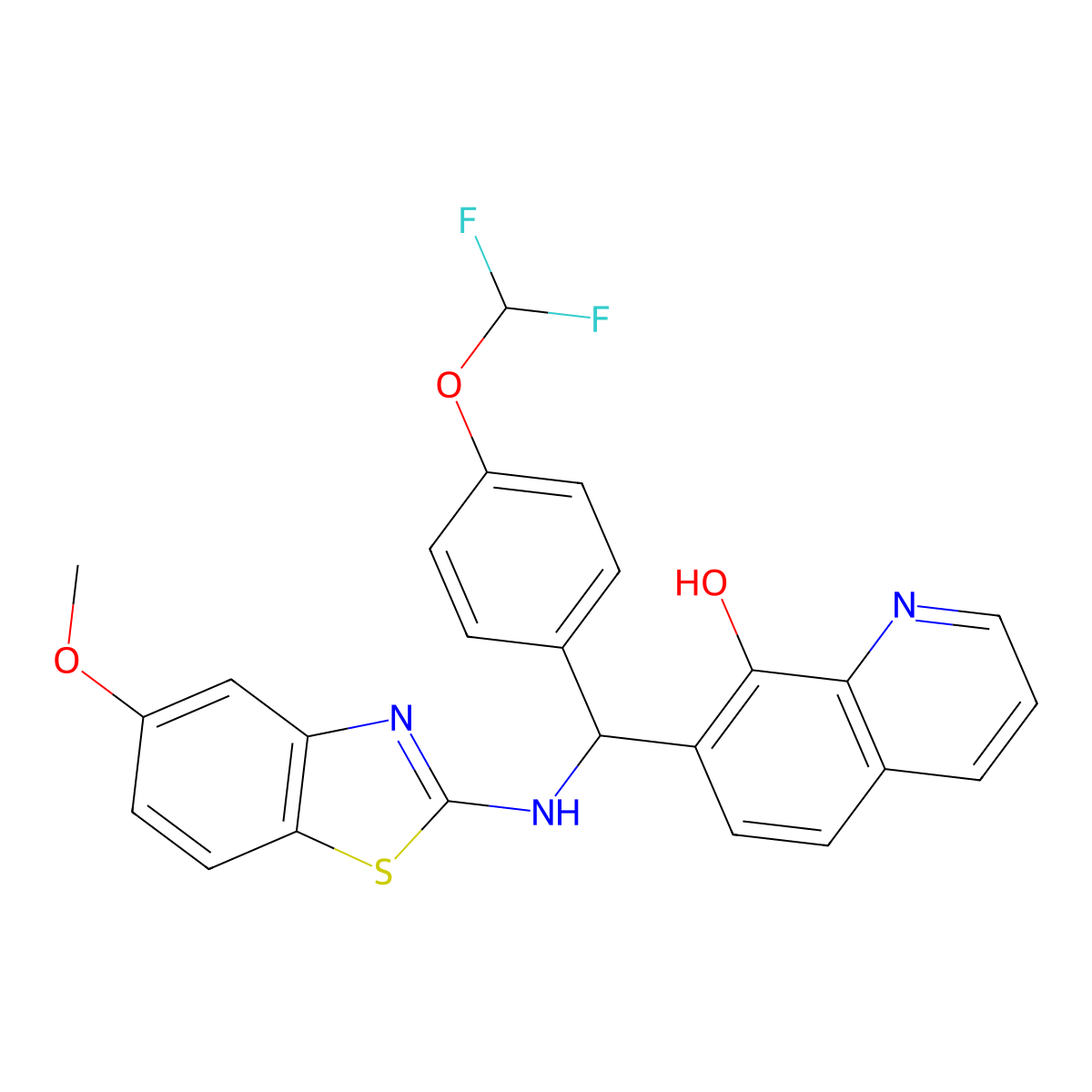 7-((4-(Difluoromethoxy)phenyl)(5-methoxybenzo(d)thiazol-2-ylamino)methyl)quinolin-8-ol molecular structure, CAS 1903800-11-2