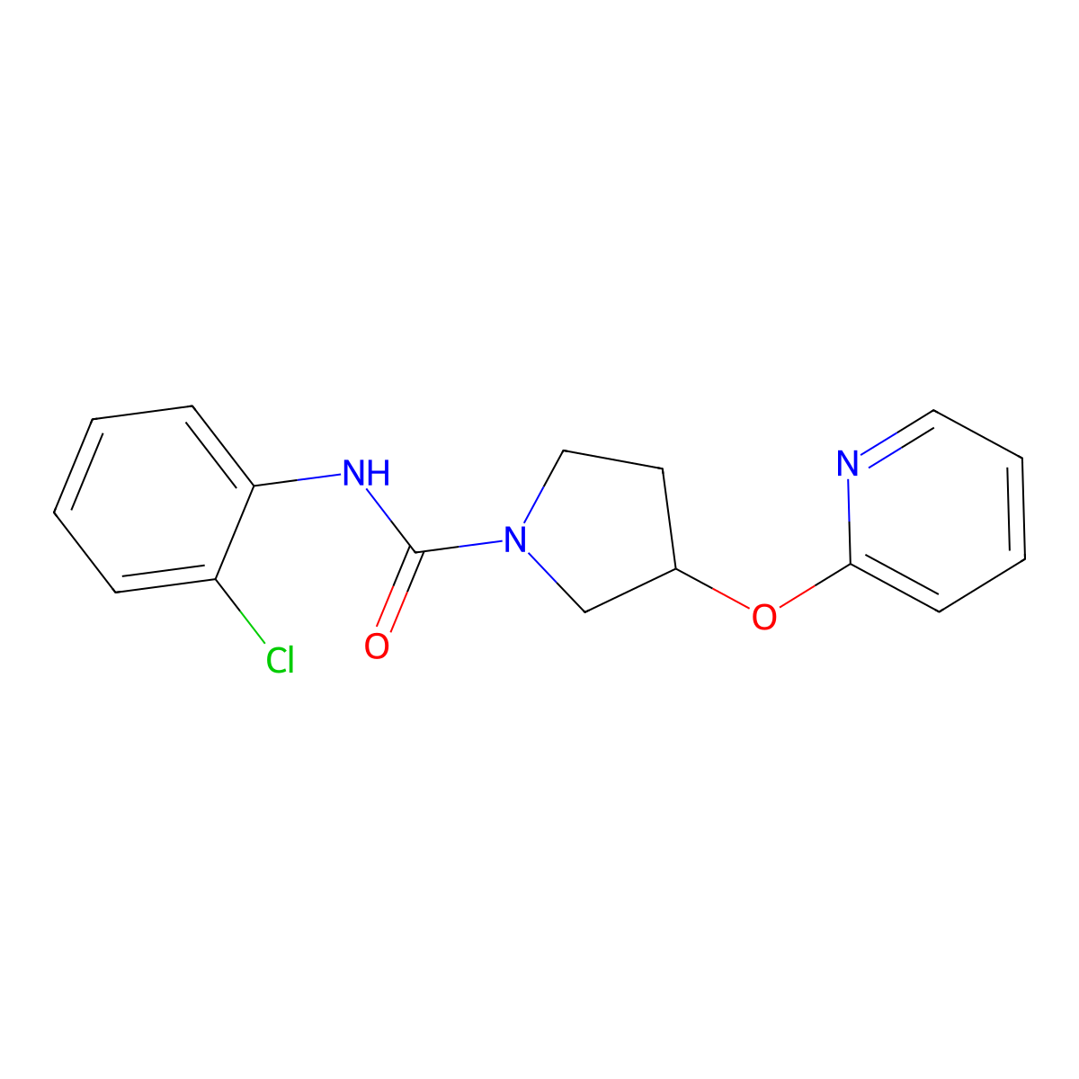 N-(2-chlorophenyl)-3-(pyridin-2-yloxy)pyrrolidine-1-carboxamide molecular structure, CAS 1903821-15-7