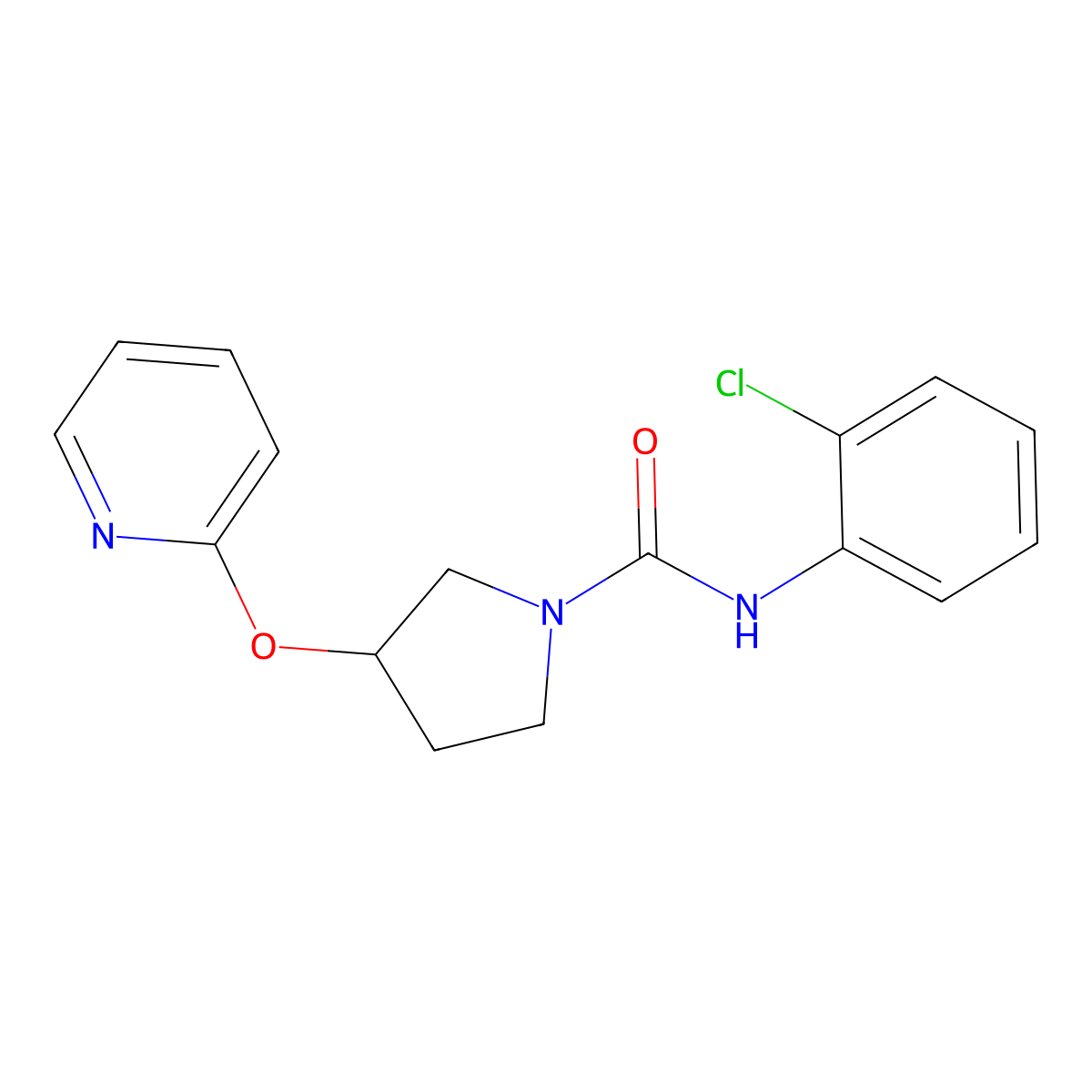 N-(2-chlorophenyl)-3-(pyridin-2-yloxy)pyrrolidine-1-carboxamide molecular structure, CAS 1903821-15-7