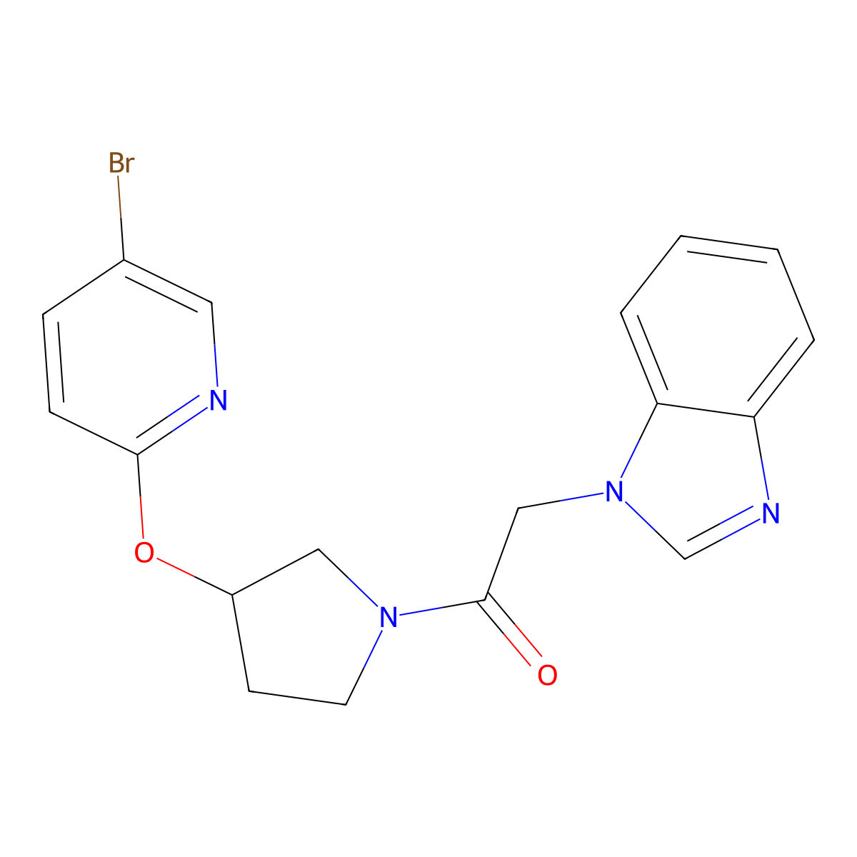 2-(1H-benzo[d]imidazol-1-yl)-1-(3-((5-bromopyridin-2-yl)oxy)pyrrolidin-1-yl)ethanone molecular structure, CAS 1903821-68-0