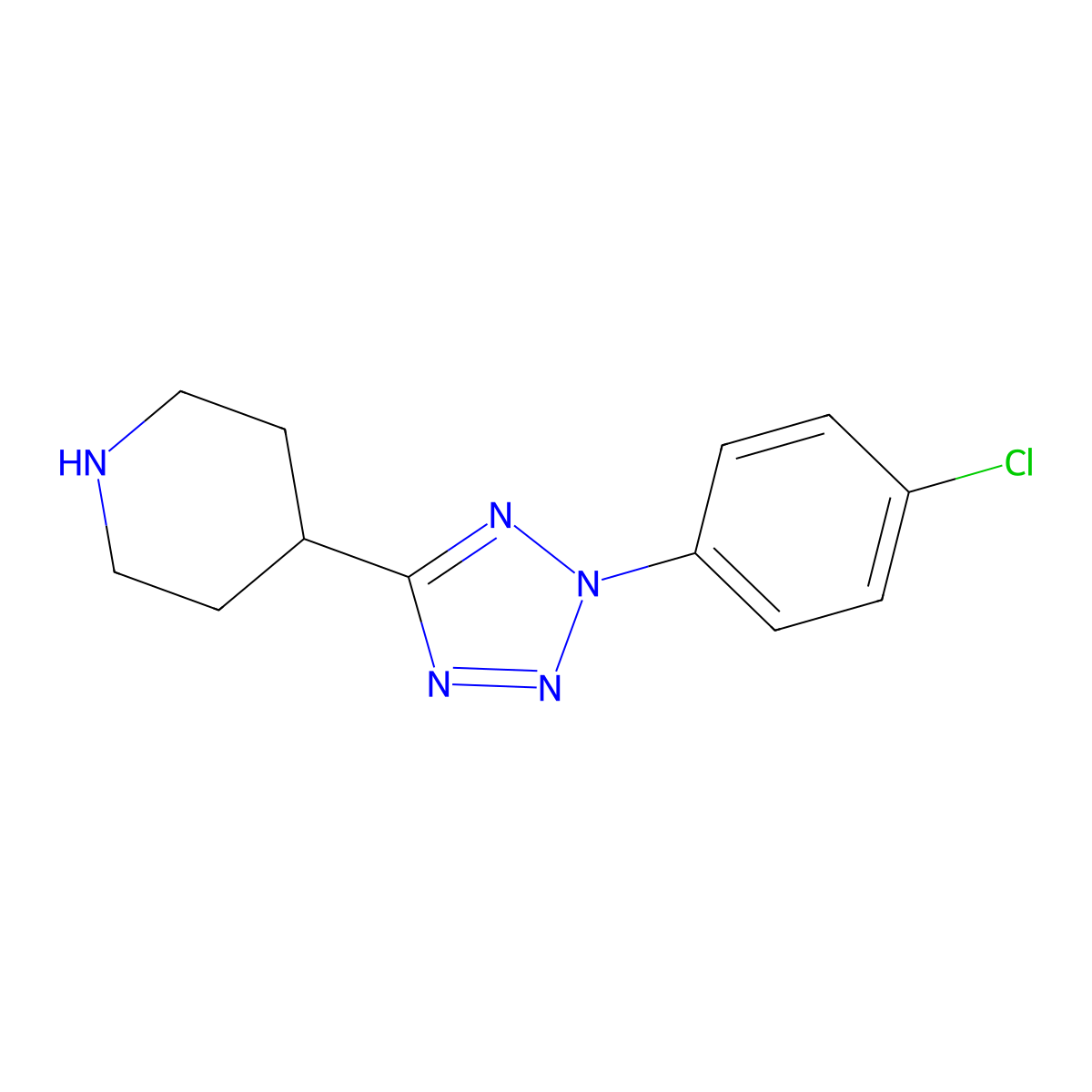 4-[2-(4-chlorophenyl)-2H-1,2,3,4-tetrazol-5-yl]piperidine molecular structure, CAS 1903825-59-1