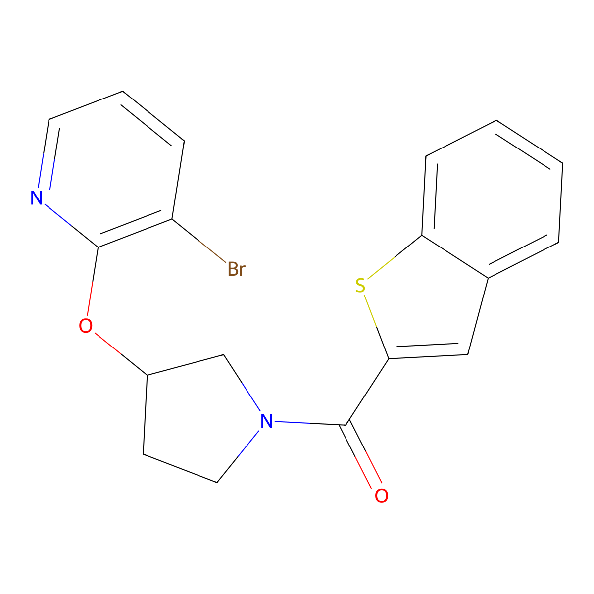 Benzo[b]thiophen-2-yl(3-((3-bromopyridin-2-yl)oxy)pyrrolidin-1-yl)methanone molecular structure, CAS 1903826-51-6