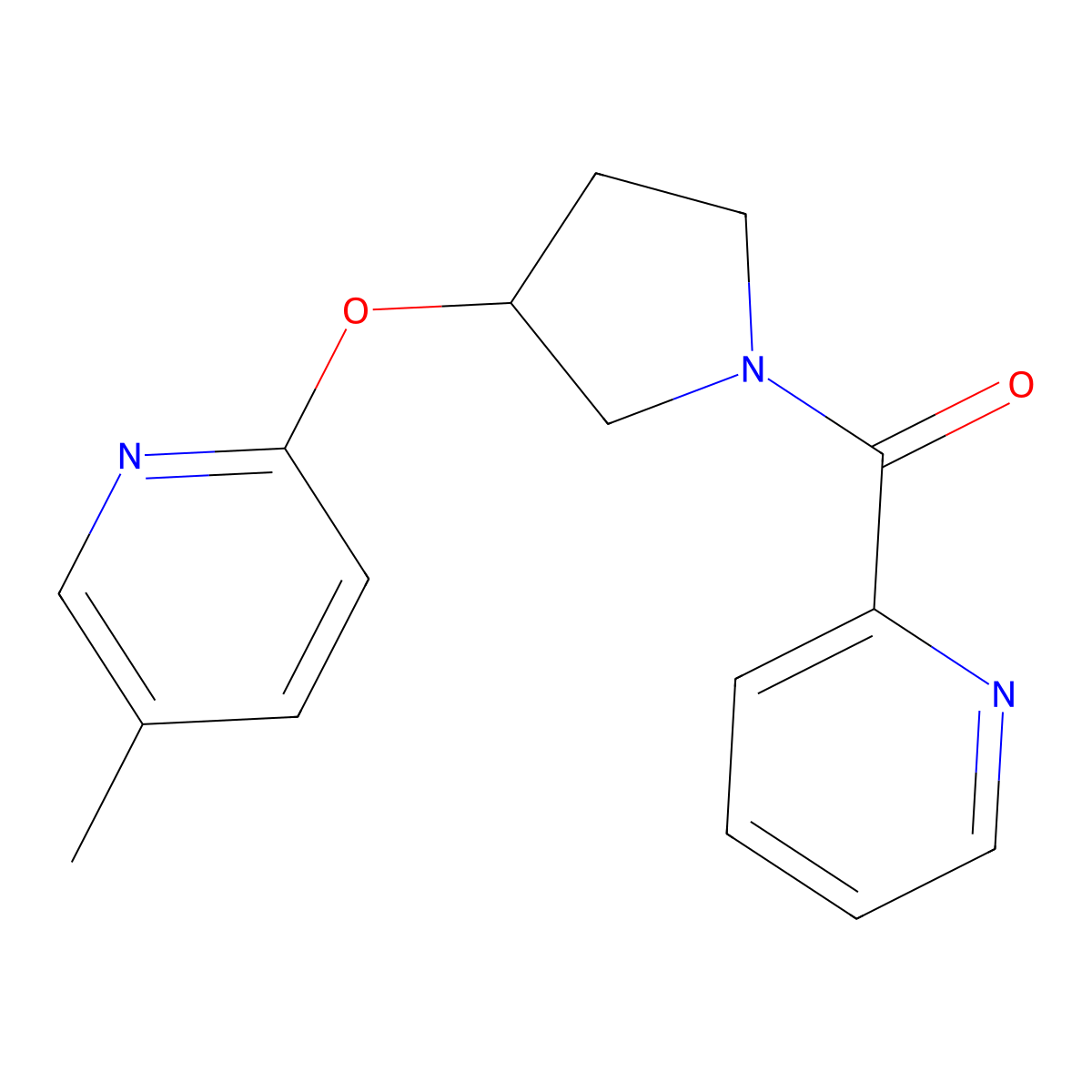 (3-((5-Methylpyridin-2-yl)oxy)pyrrolidin-1-yl)(pyridin-2-yl)methanone molecular structure, CAS 1903828-09-0