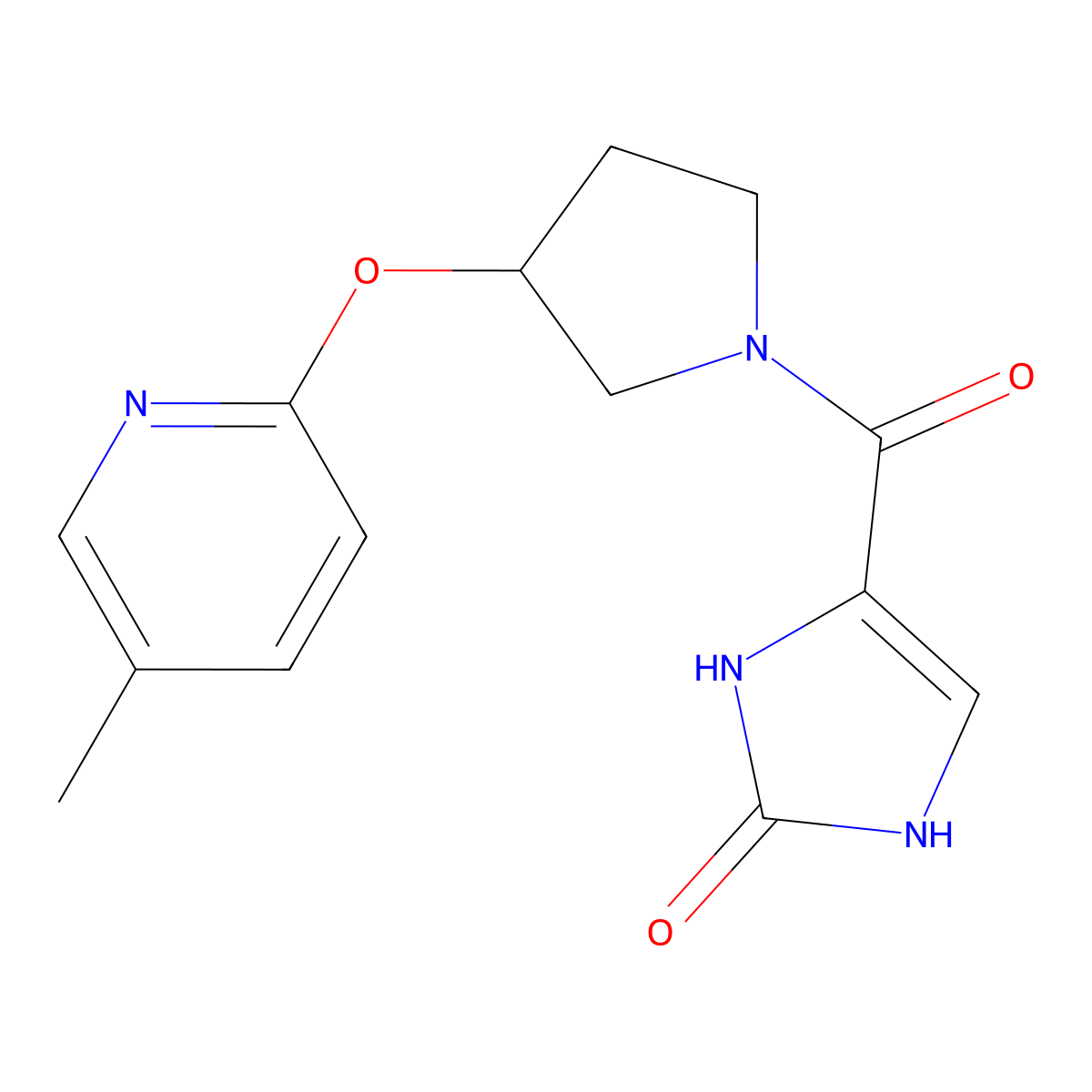 4-(3-((5-methylpyridin-2-yl)oxy)pyrrolidine-1-carbonyl)-1H-imidazol-2(3H)-one molecular structure, CAS 1903828-23-8