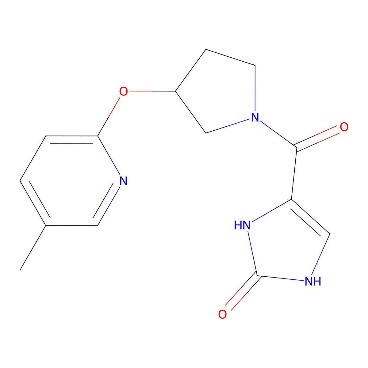 4-(3-((5-methylpyridin-2-yl)oxy)pyrrolidine-1-carbonyl)-1H-imidazol-2(3H)-one molecular structure, CAS 1903828-23-8