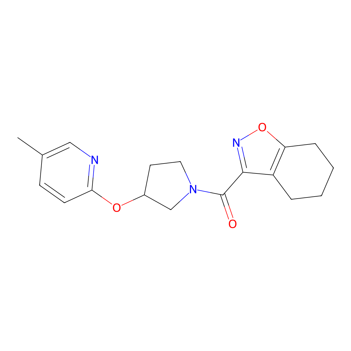 (3-((5-Methylpyridin-2-yl)oxy)pyrrolidin-1-yl)(4,5,6,7-tetrahydrobenzo[d]isoxazol-3-yl)methanone molecular structure, CAS 1903828-32-9