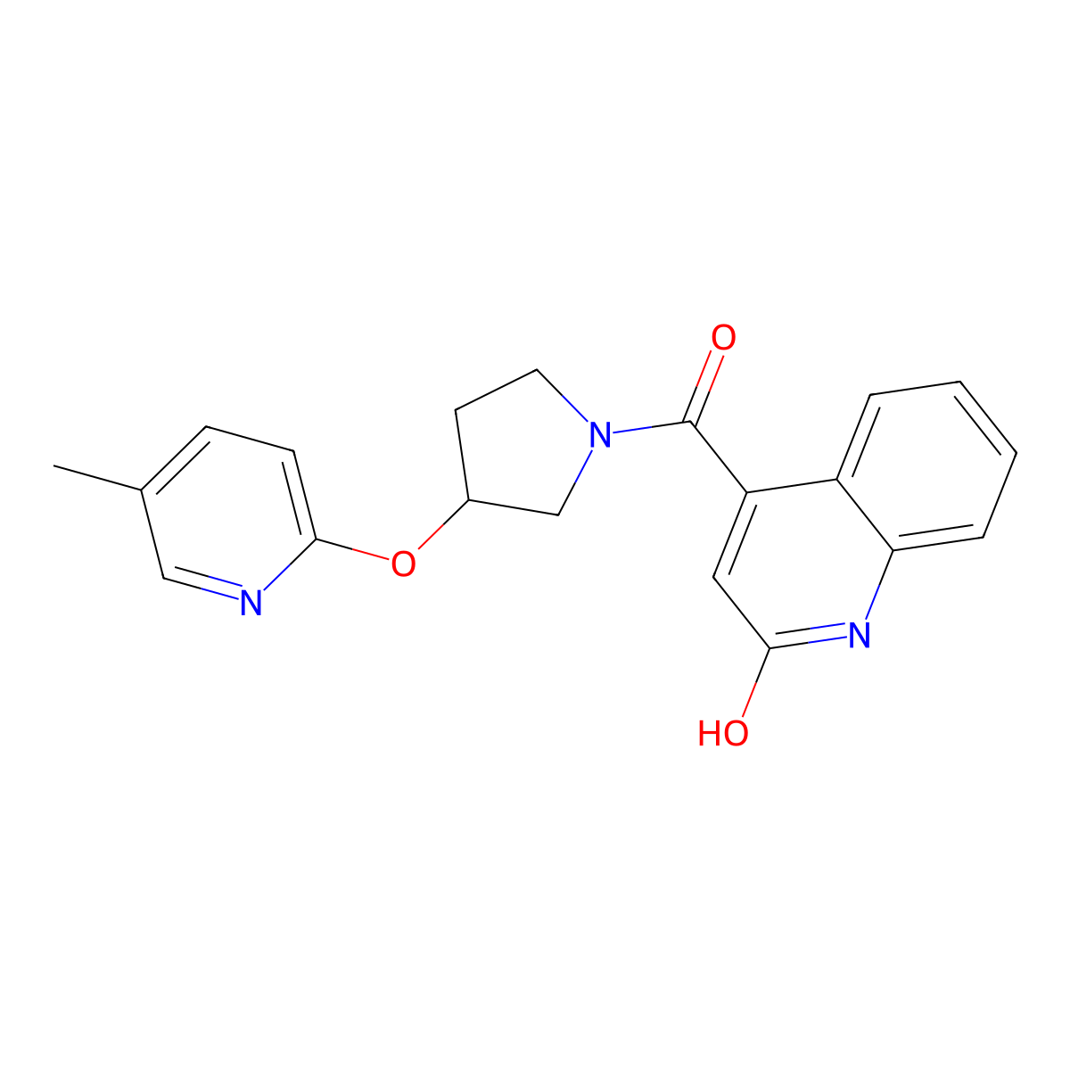 (2-Hydroxyquinolin-4-yl)(3-((5-methylpyridin-2-yl)oxy)pyrrolidin-1-yl)methanone molecular structure, CAS 1903828-46-5