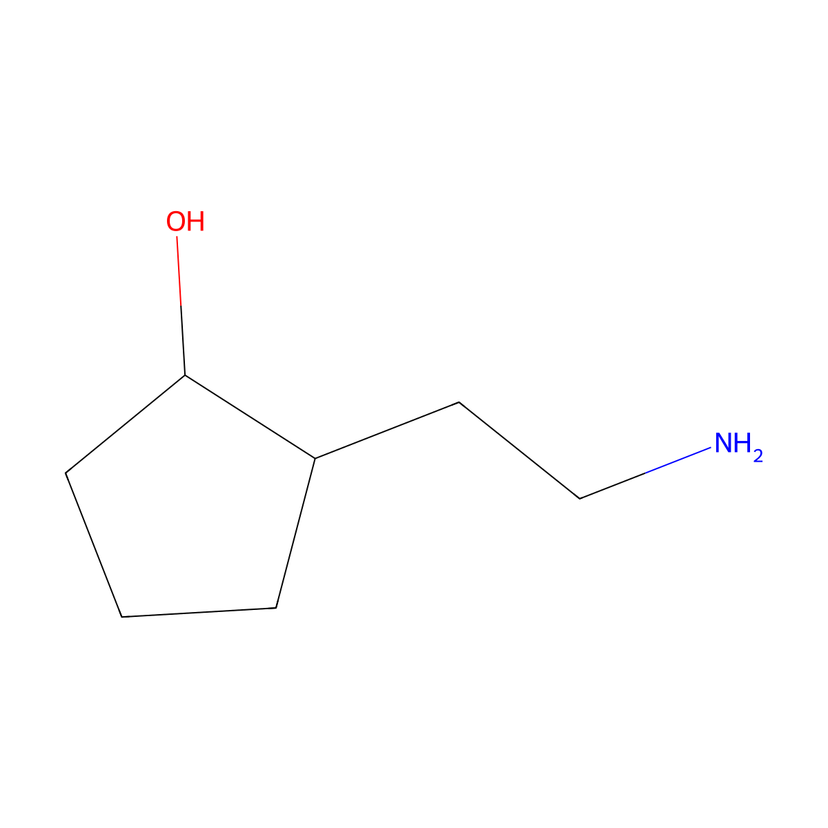 rac-(1R,2S)-2-(2-aminoethyl)cyclopentan-1-ol molecular structure, CAS 1903828-59-0
